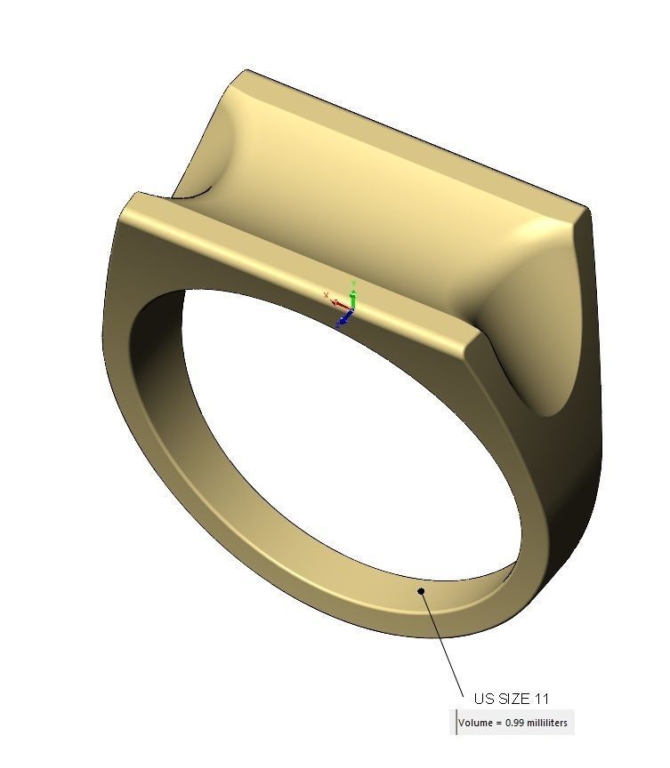 Carved top and sides rectangular signet ring US sizes 6to11 3D print model_12