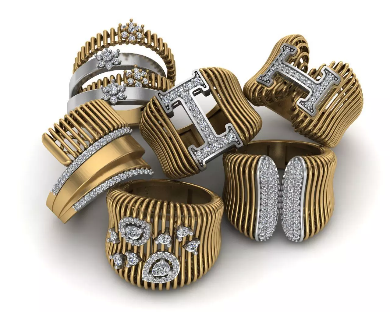 Striped ring 3D print model_0