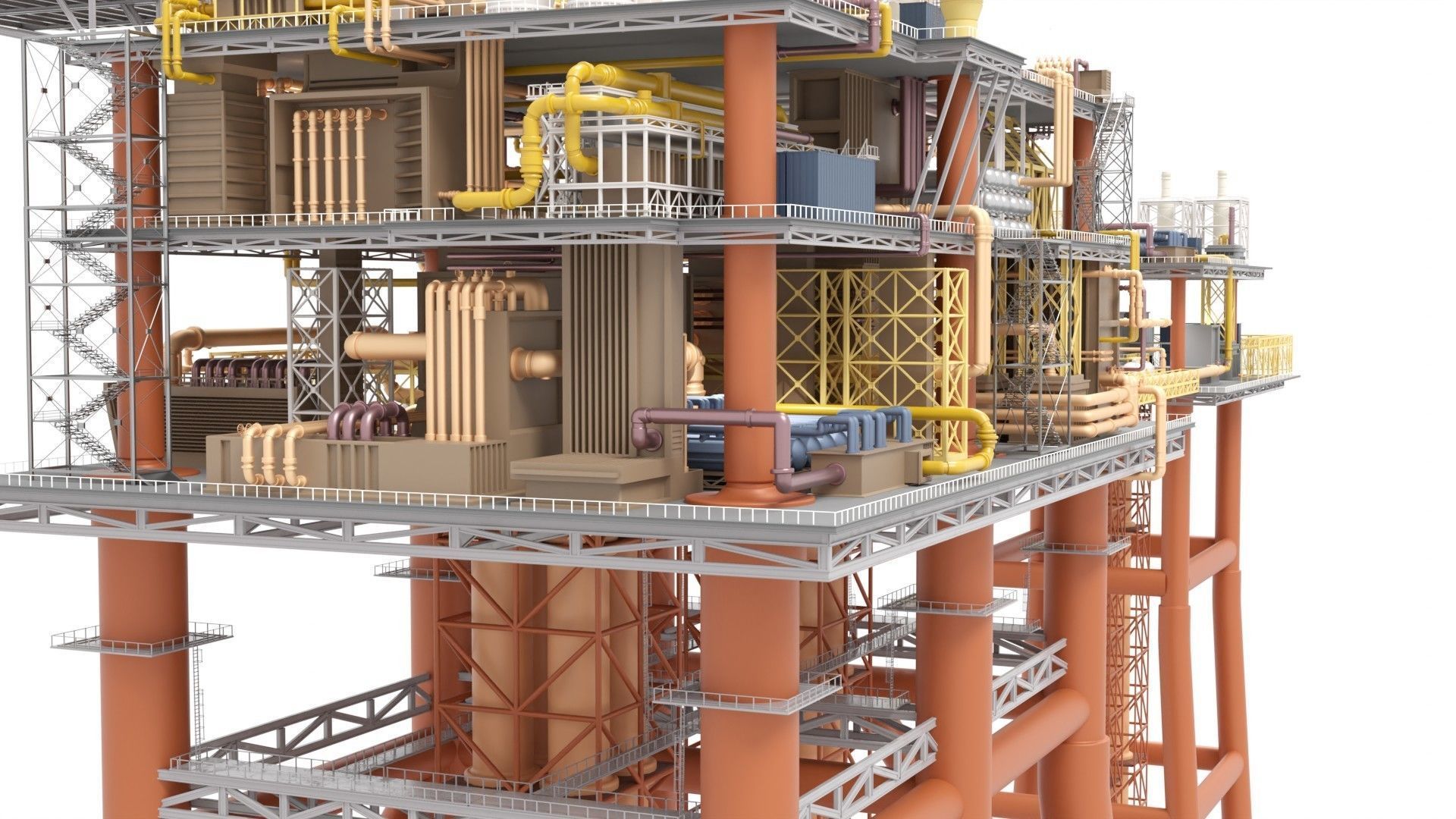 Detailed Twin Oil Rig  3D model_6