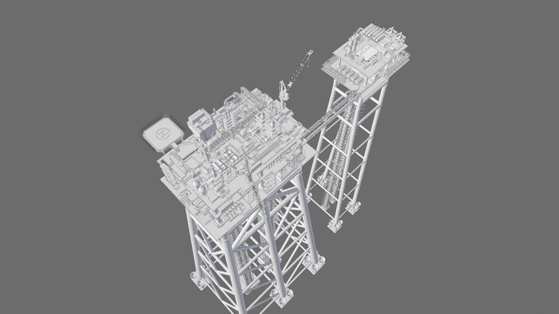 Detailed Twin Oil Rig  3D model_12