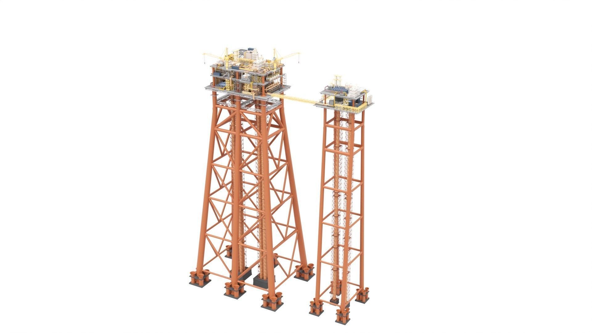 Detailed Twin Oil Rig  3D model_5