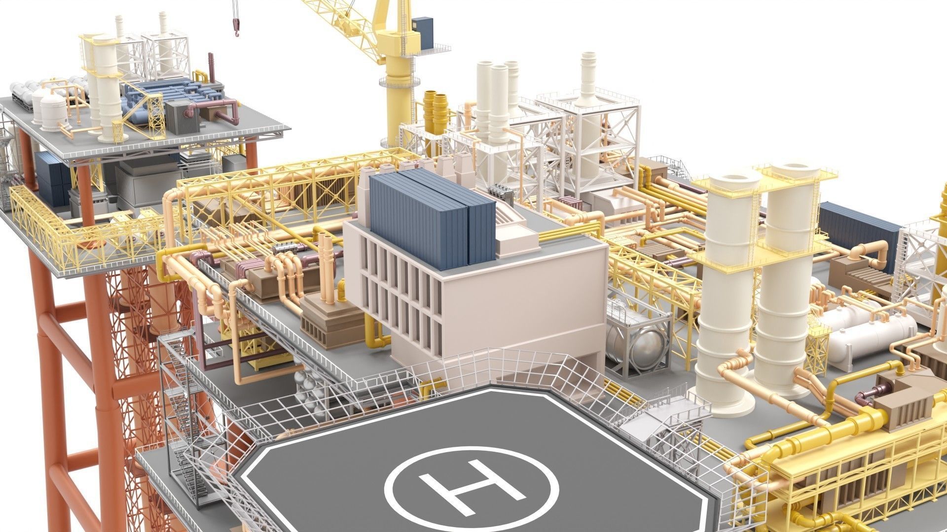 Detailed Twin Oil Rig  3D model_4