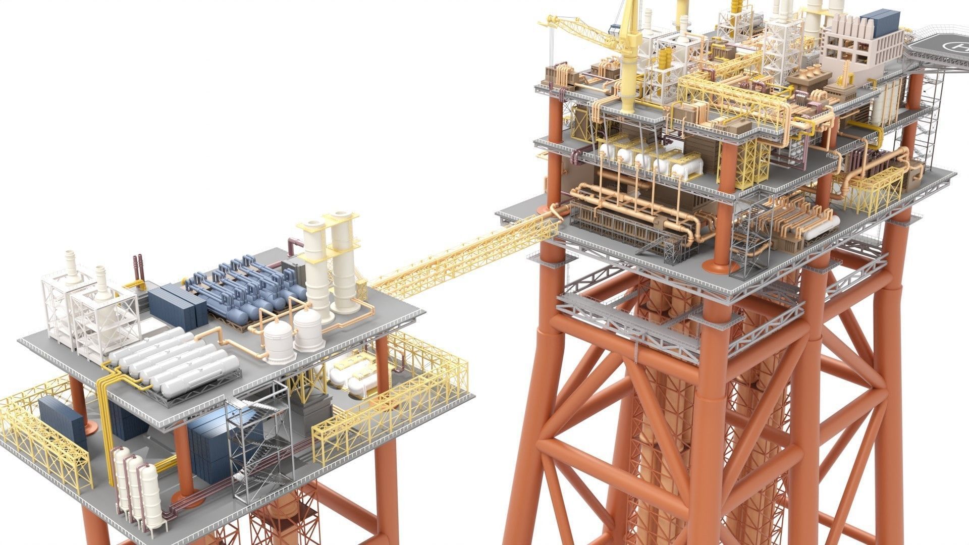 Detailed Twin Oil Rig  3D model_1
