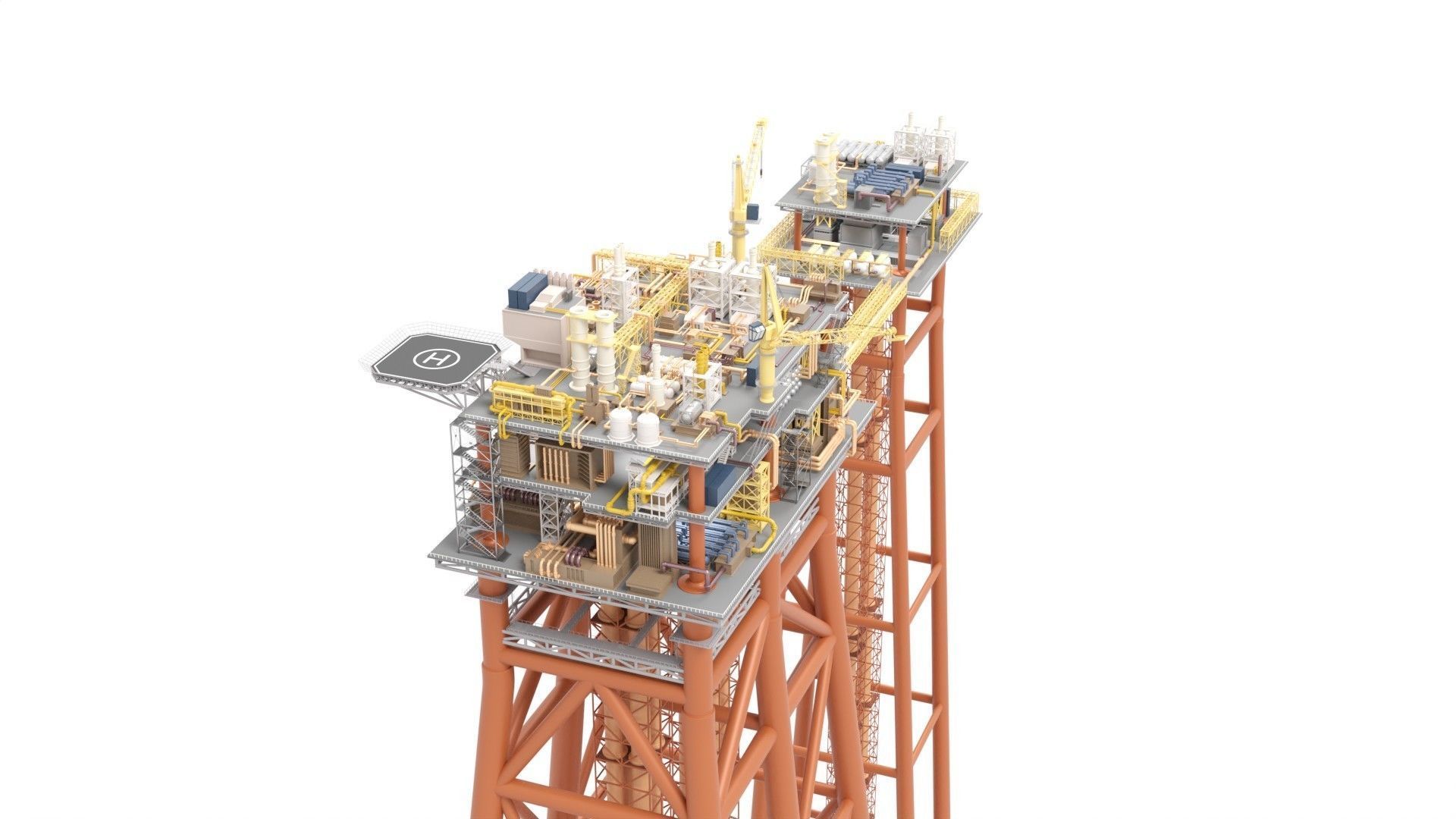 Detailed Twin Oil Rig  3D model_3