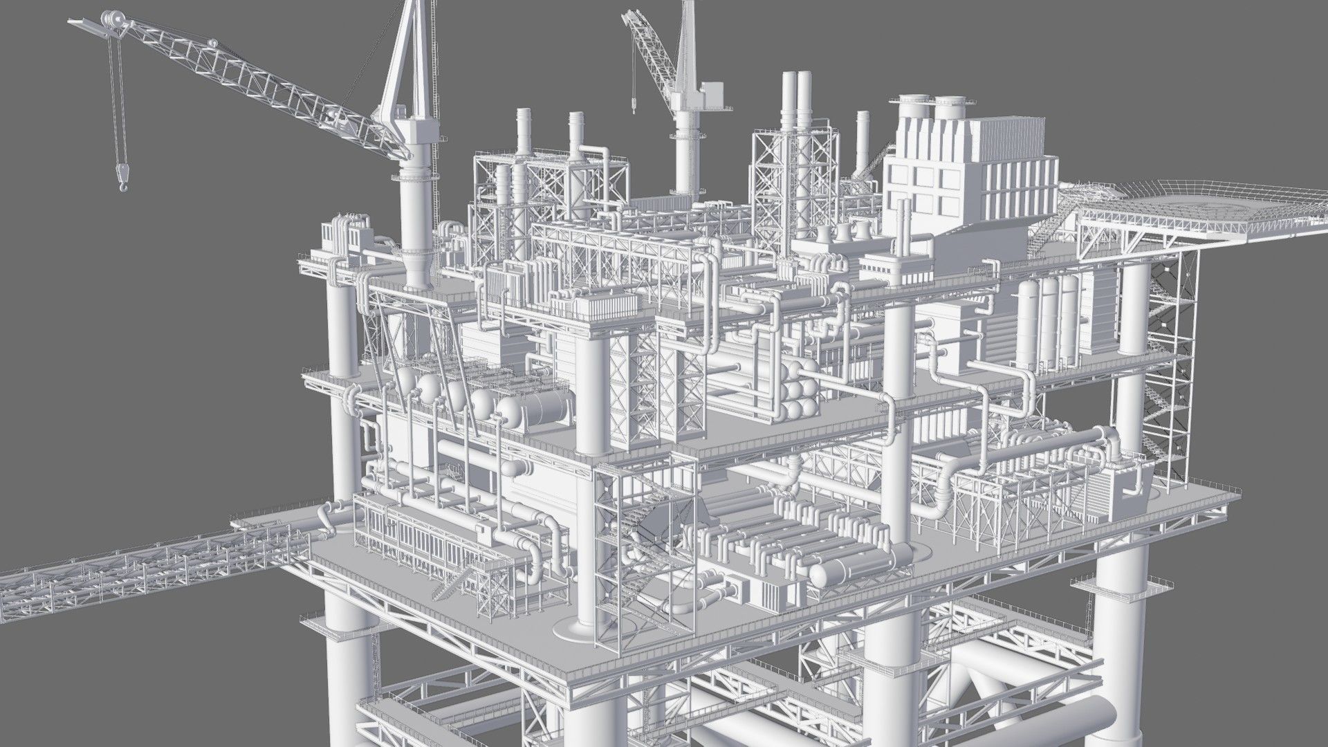 Detailed Twin Oil Rig  3D model_11