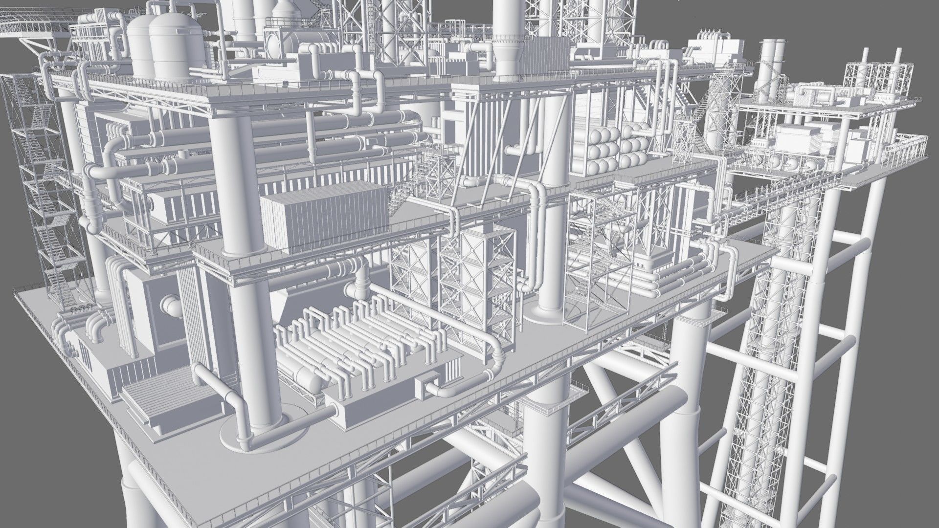 Detailed Twin Oil Rig  3D model_13