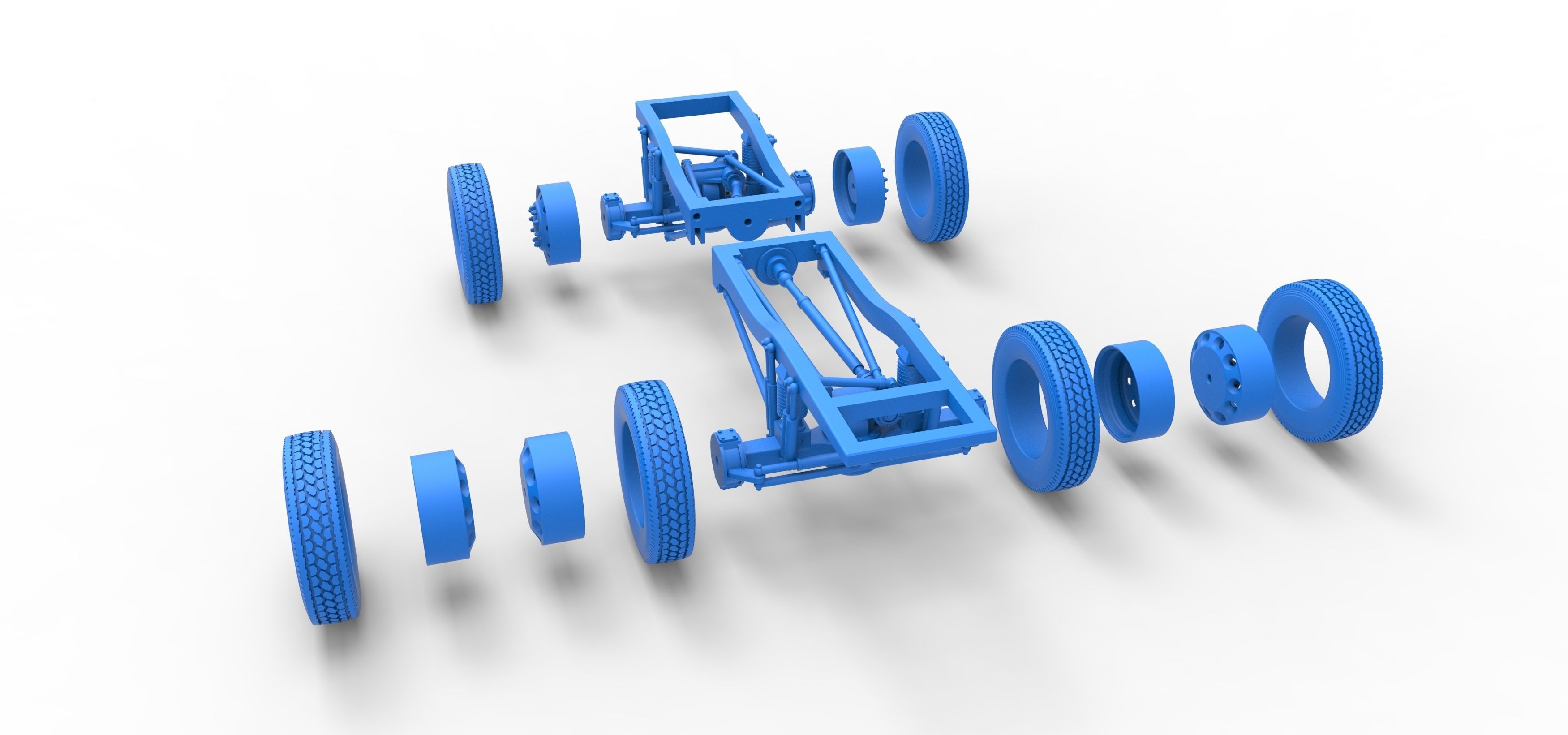 Chassis of Monster Truck with semi truck wheels Scale 1 to 25 3D print model_35
