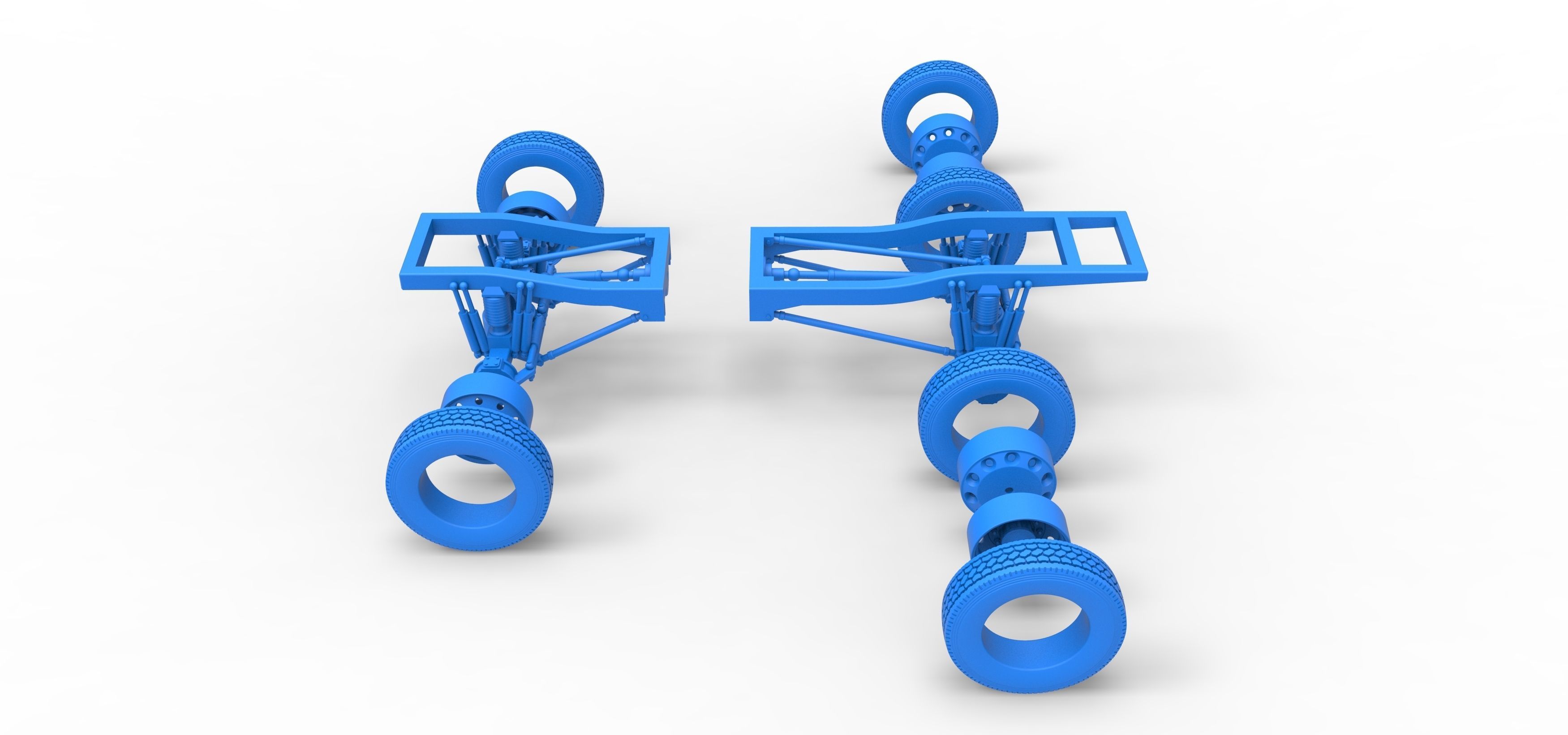 Chassis of Monster Truck with semi truck wheels Scale 1 to 25 3D print model_33