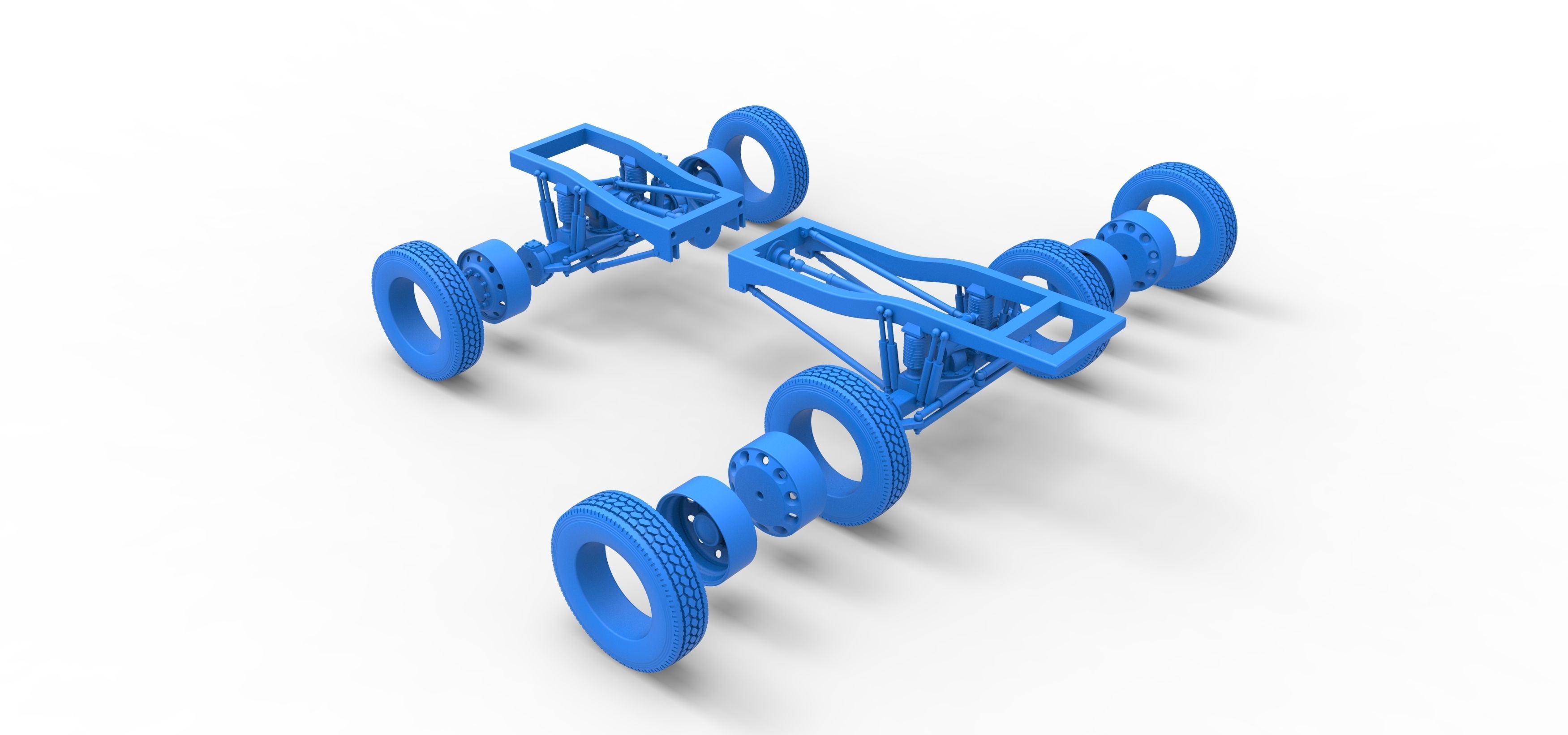 Chassis of Monster Truck with semi truck wheels Scale 1 to 25 3D print model_34