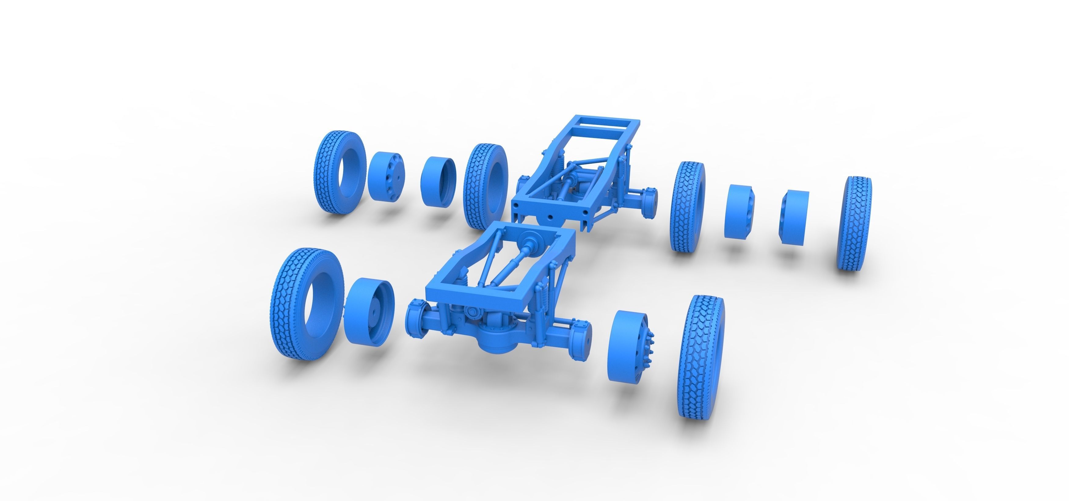 Chassis of Monster Truck with semi truck wheels Scale 1 to 25 3D print model_32