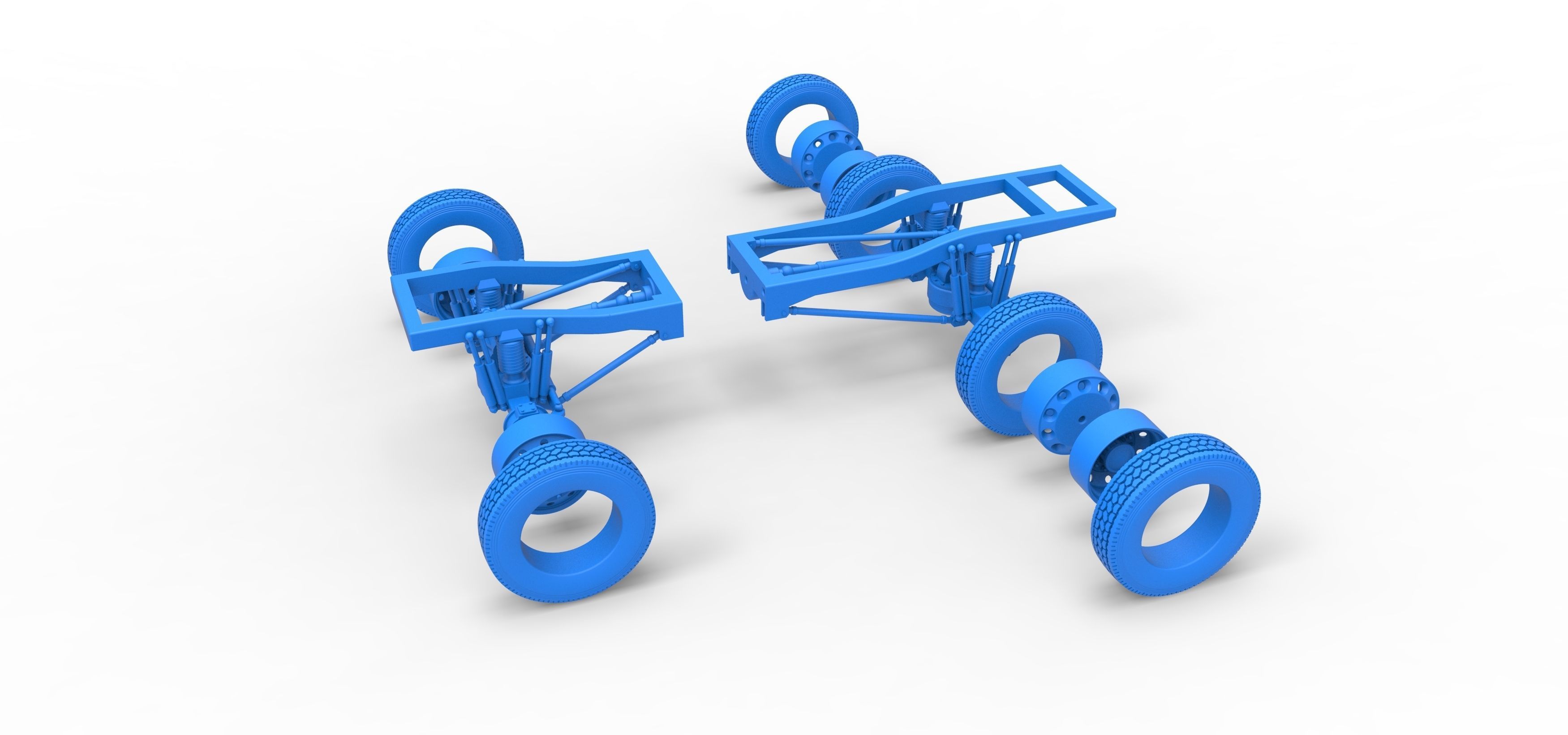 Chassis of Monster Truck with semi truck wheels Scale 1 to 25 3D print model_29