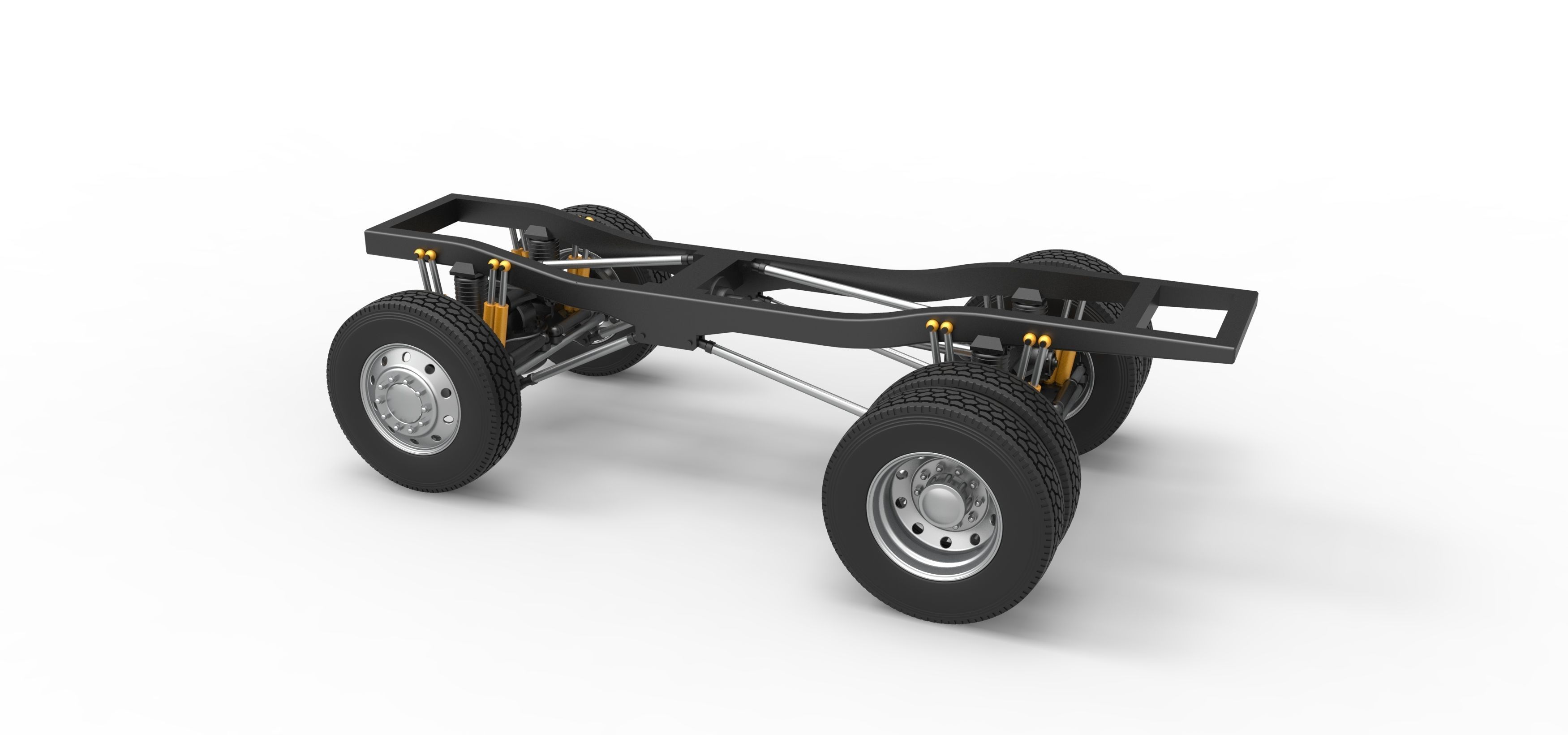 Chassis of Monster Truck with semi truck wheels Scale 1 to 25 3D print model_10