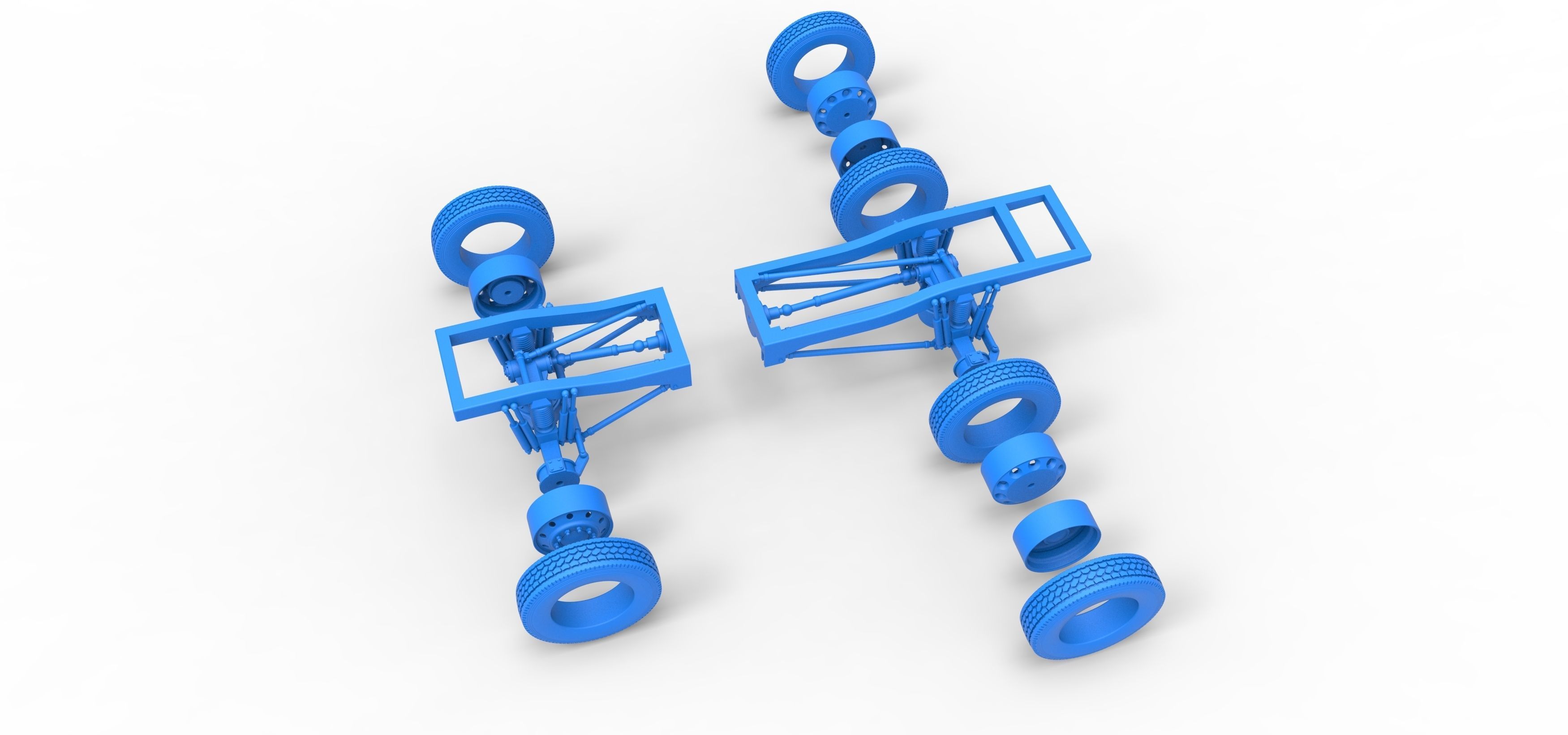 Chassis of Monster Truck with semi truck wheels Scale 1 to 25 3D print model_30