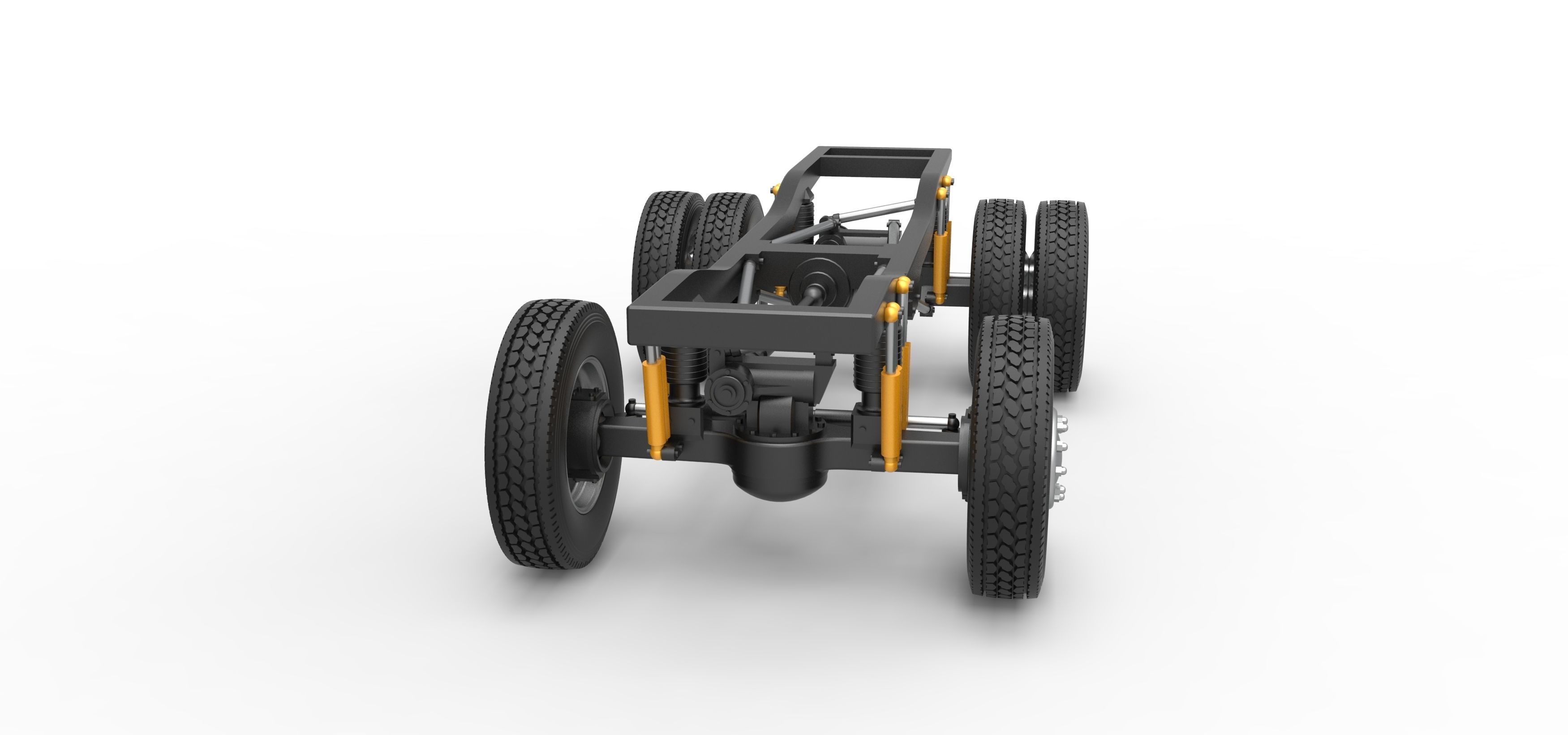 Chassis of Monster Truck with semi truck wheels Scale 1 to 25 3D print model_4