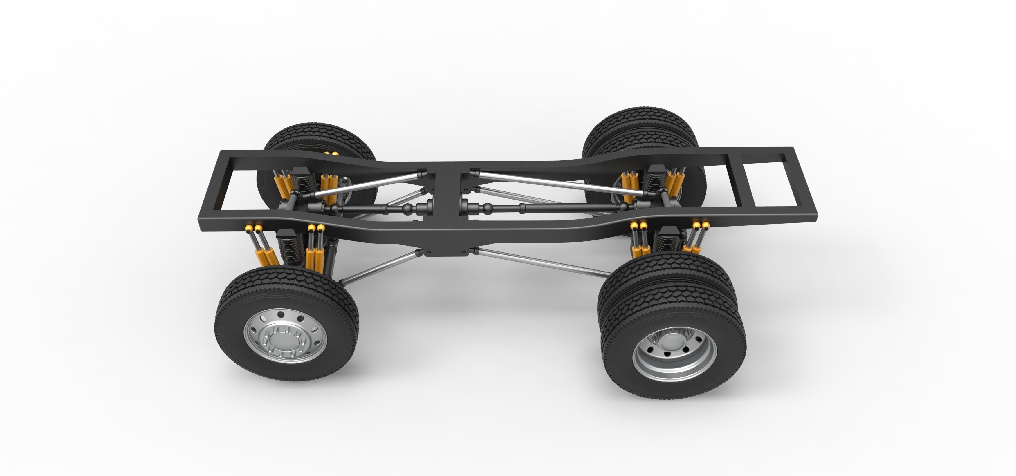 Chassis of Monster Truck with semi truck wheels Scale 1 to 25 3D print model_8
