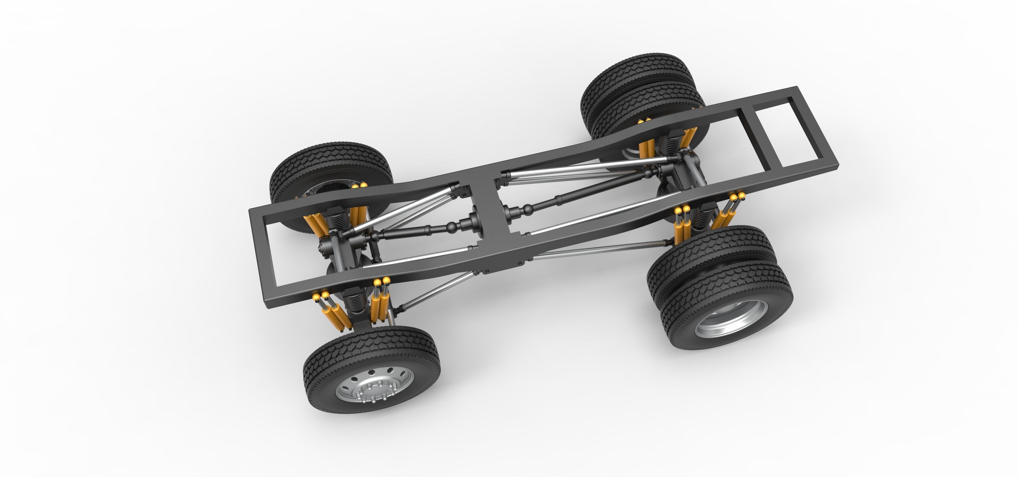 Chassis of Monster Truck with semi truck wheels Scale 1 to 25 3D print model_3