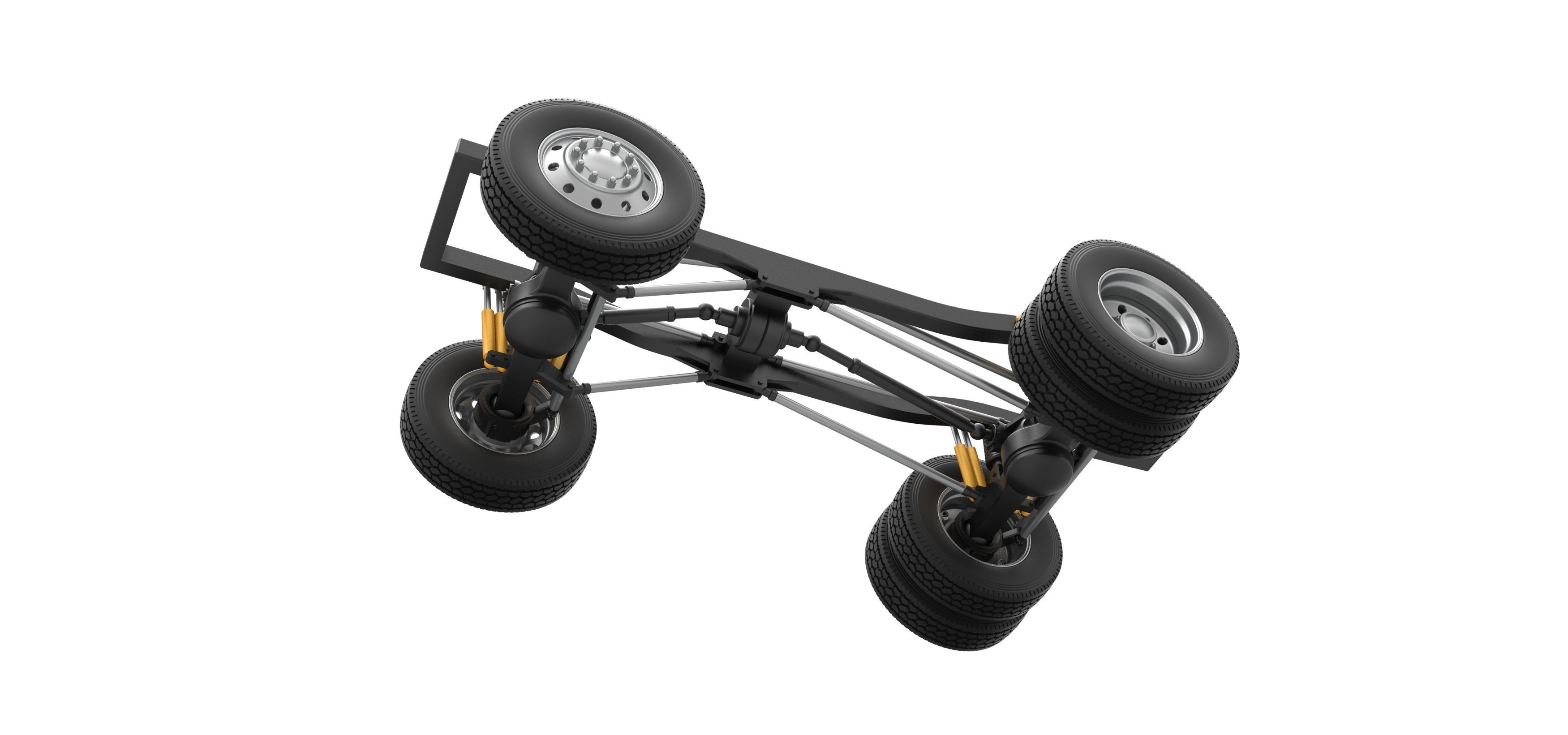 Chassis of Monster Truck with semi truck wheels Scale 1 to 25 3D print model_2