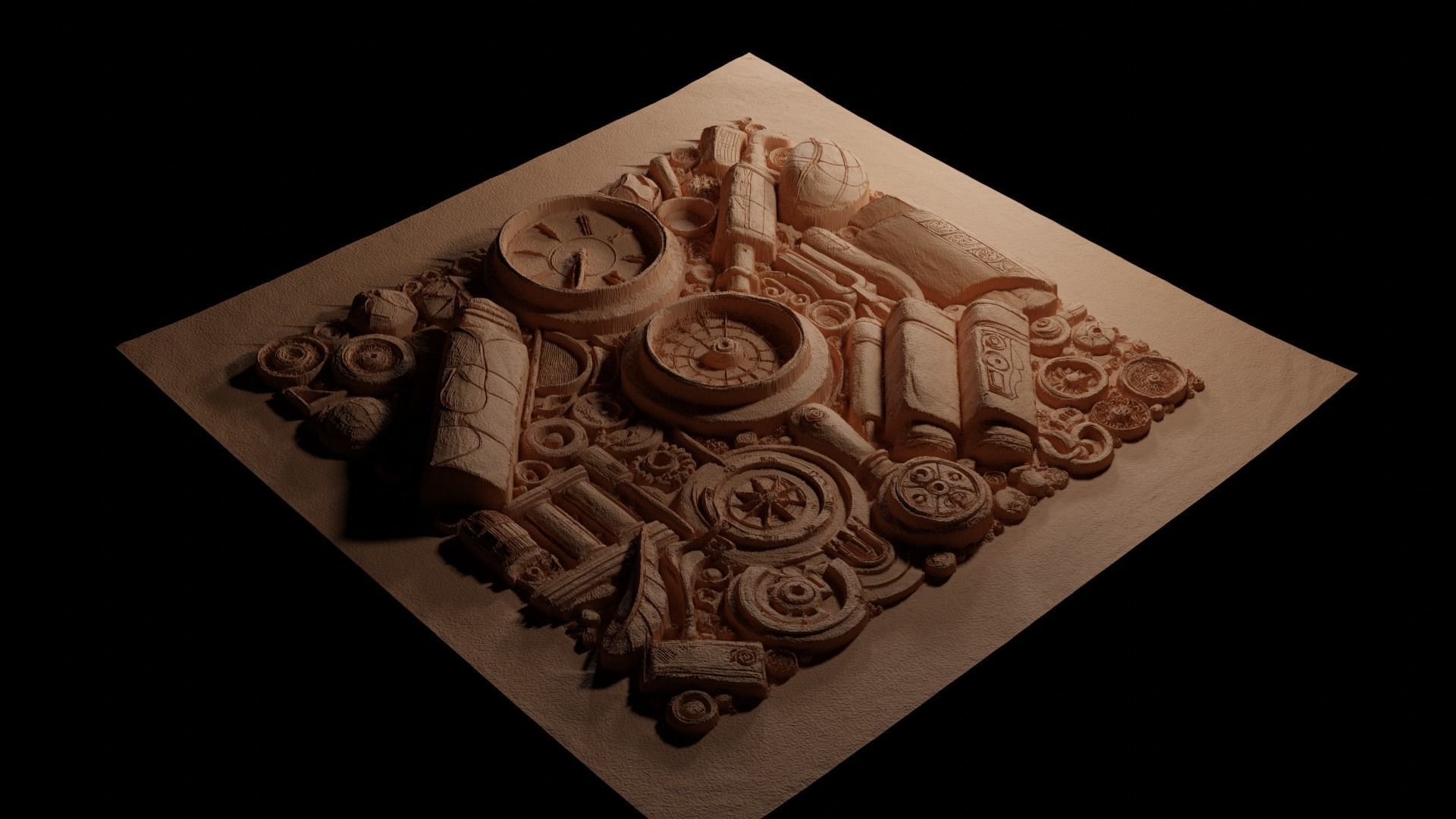 Archaeology CNC 3d Print High Relief Sand Casting 3D print model_3