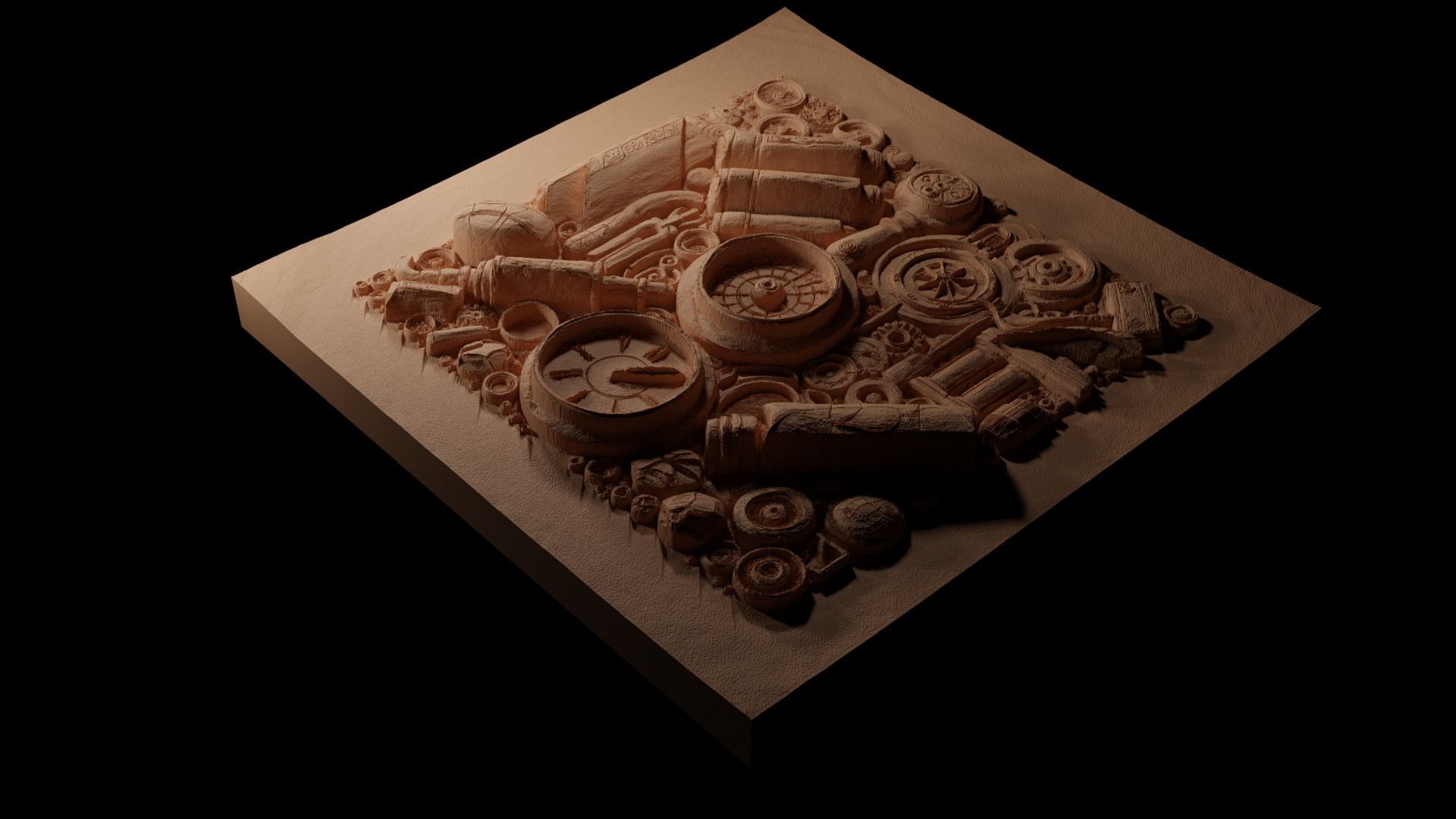 Archaeology CNC 3d Print High Relief Sand Casting 3D print model_1