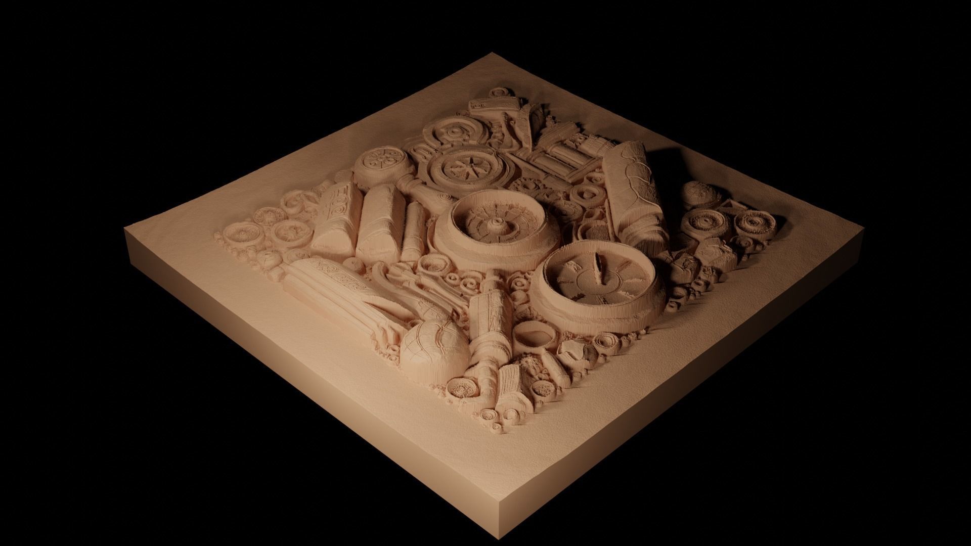 Archaeology CNC 3d Print High Relief Sand Casting 3D print model_2