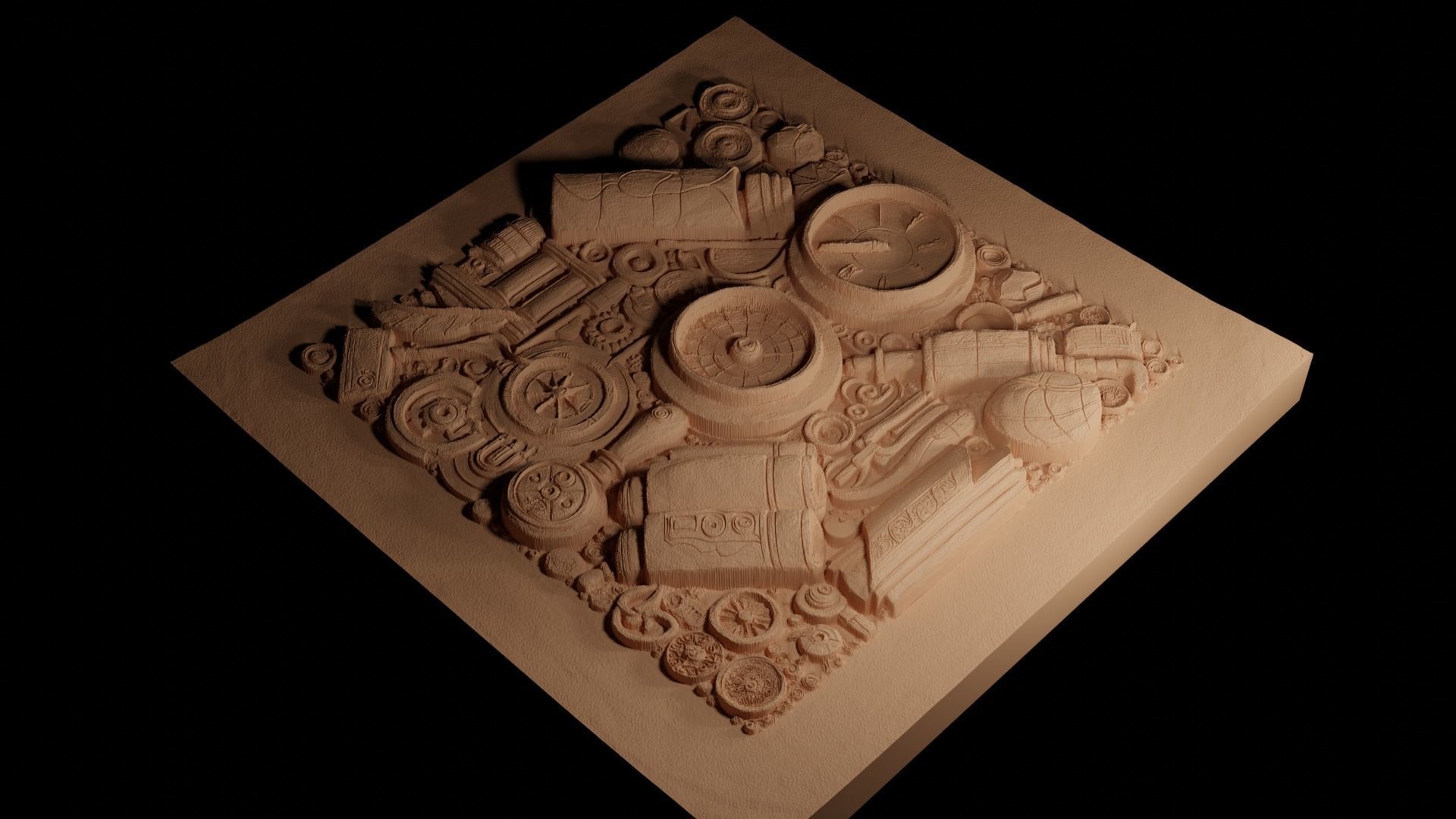 Archaeology CNC 3d Print High Relief Sand Casting 3D print model_4