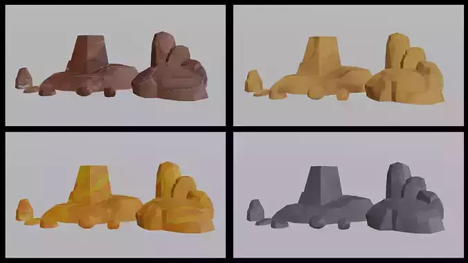 Stylized rocks Pack pbr Low-poly 3D model