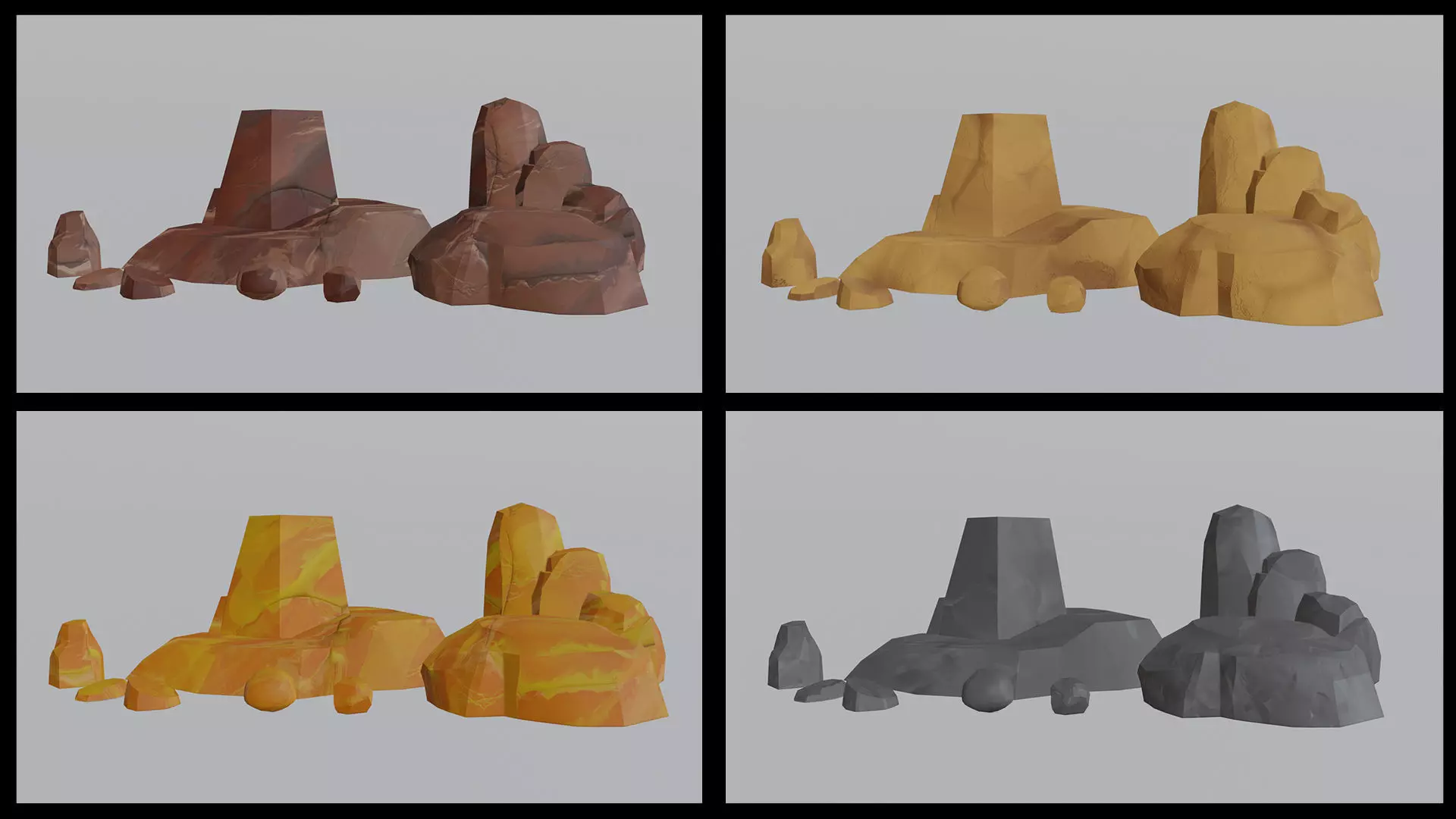 Stylized rocks Pack pbr Low-poly 3D model_0