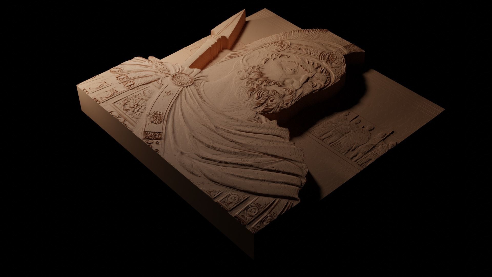 Alexander the Great CNC 3d Print High Relief Sand Casting 3D print model_1