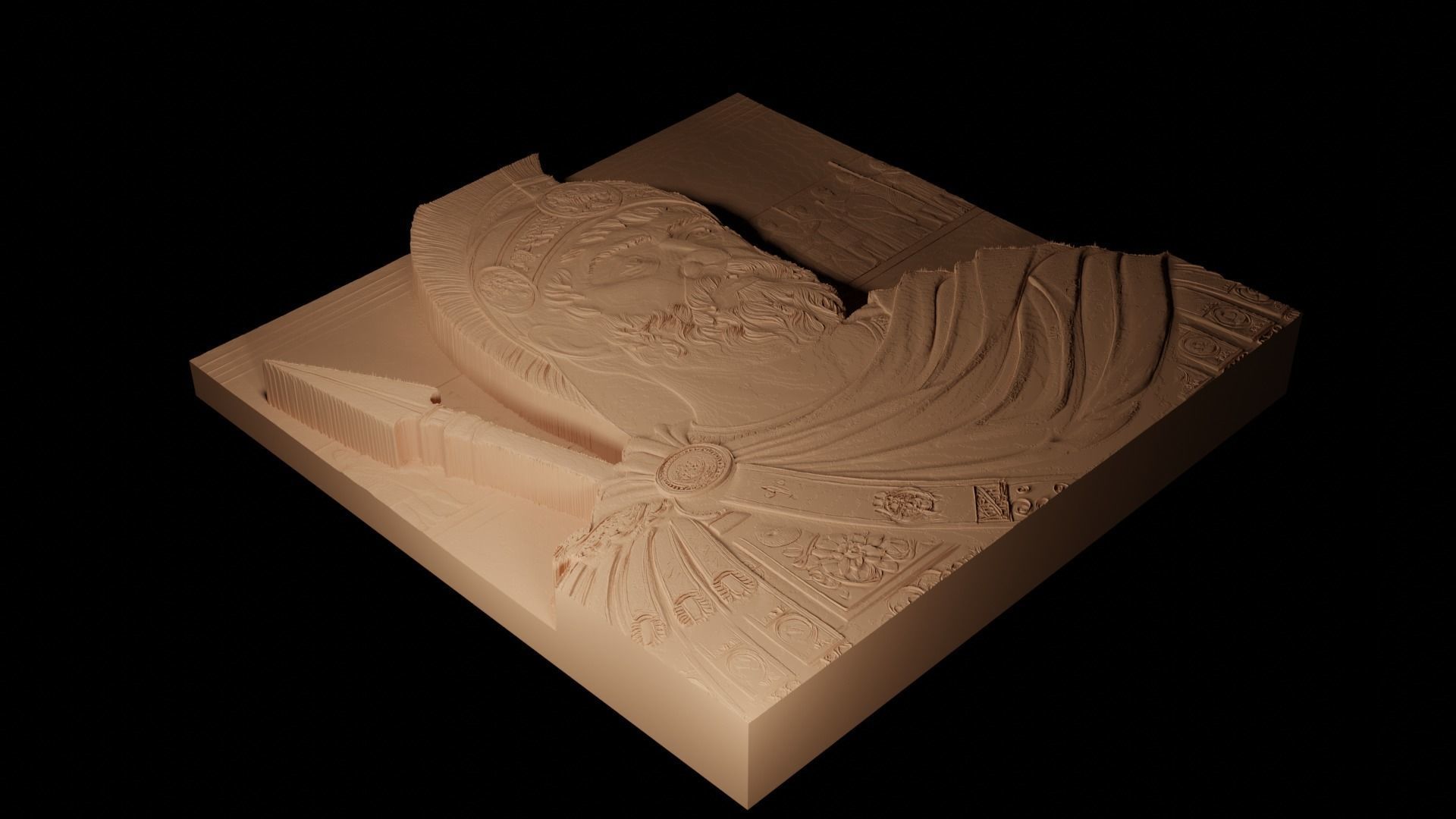 Alexander the Great CNC 3d Print High Relief Sand Casting 3D print model_2