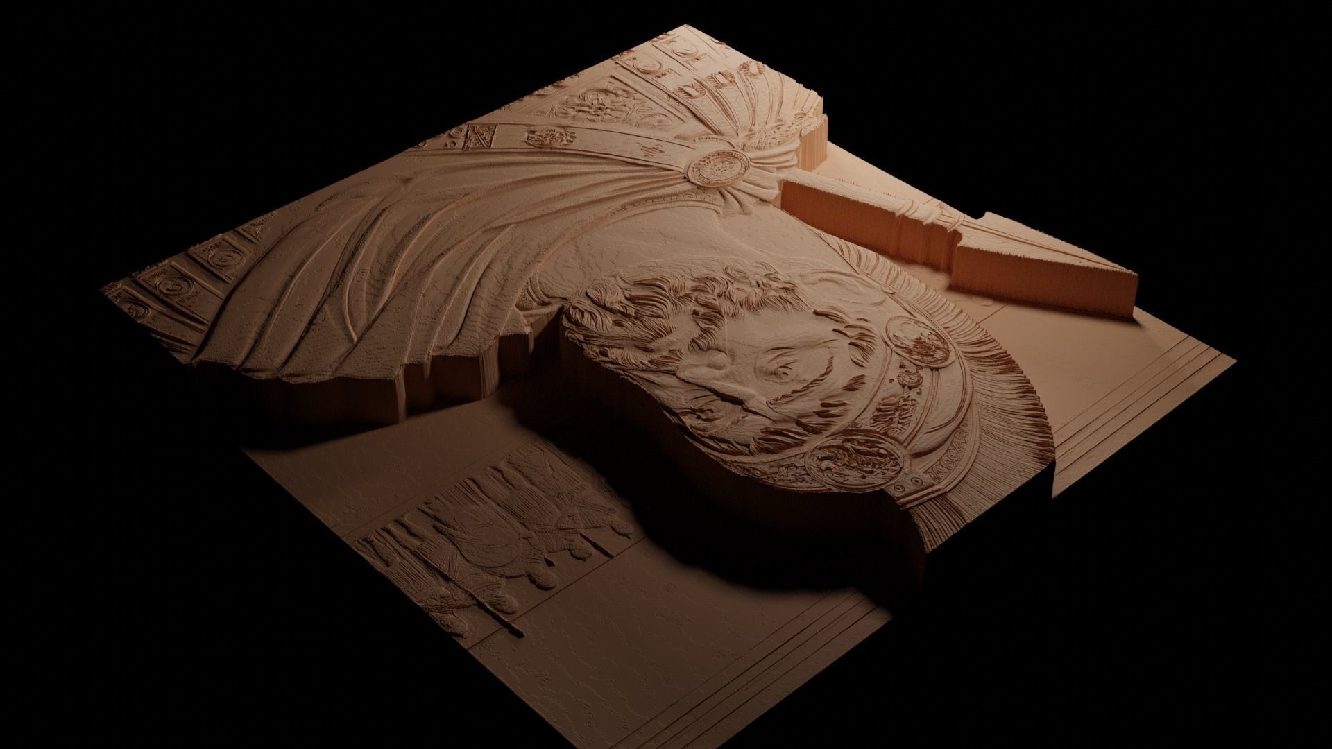 Alexander the Great CNC 3d Print High Relief Sand Casting 3D print model_3