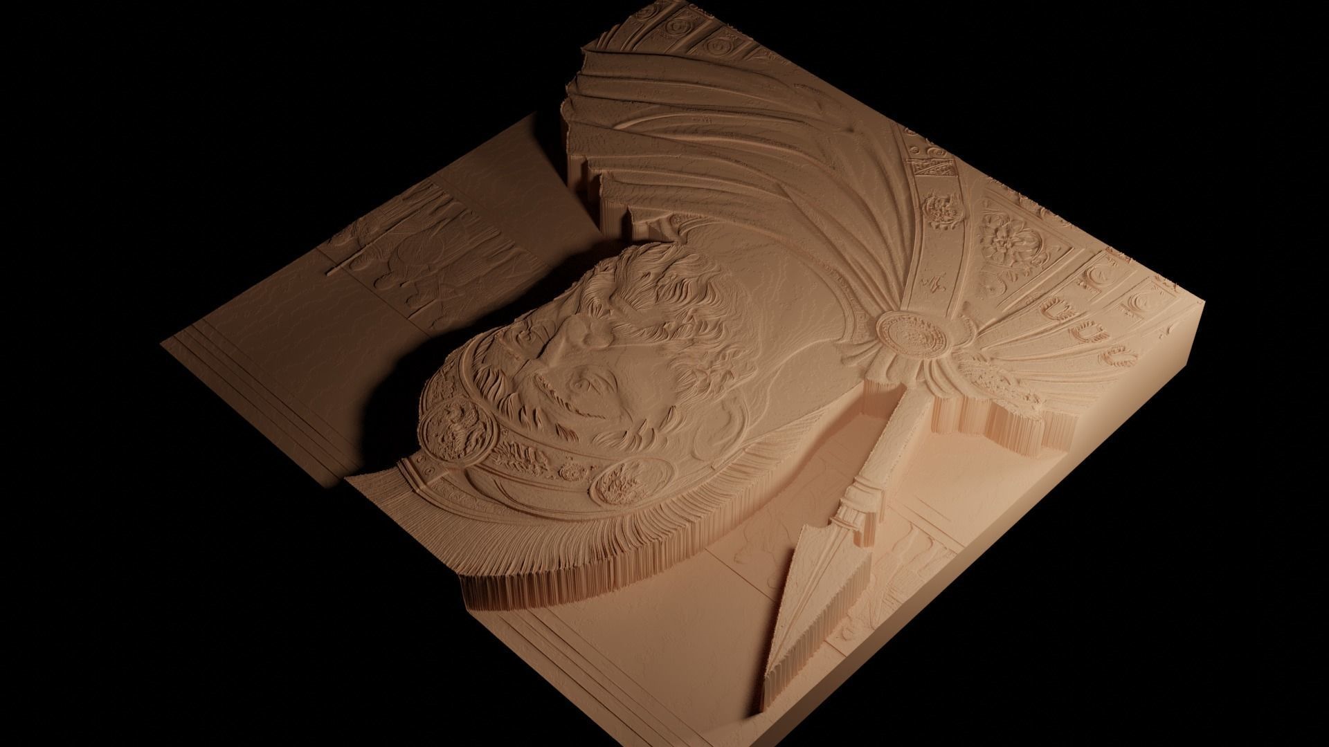 Alexander the Great CNC 3d Print High Relief Sand Casting 3D print model_4