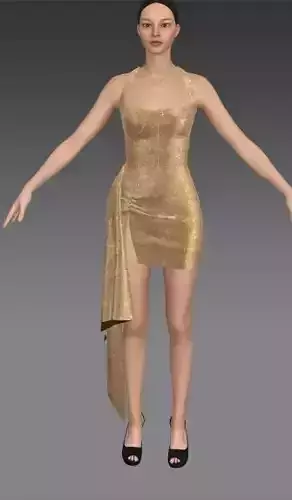 Glitter dress little Low-poly 3D model
