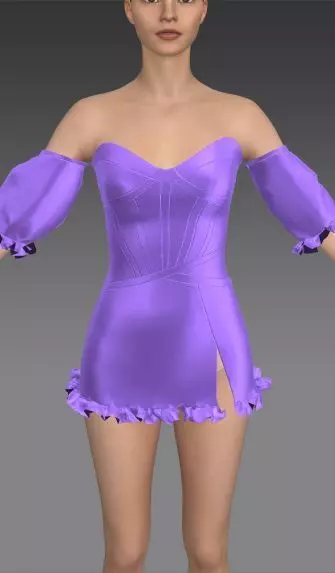 Lilac corset dress silk satin Low-poly 3D model