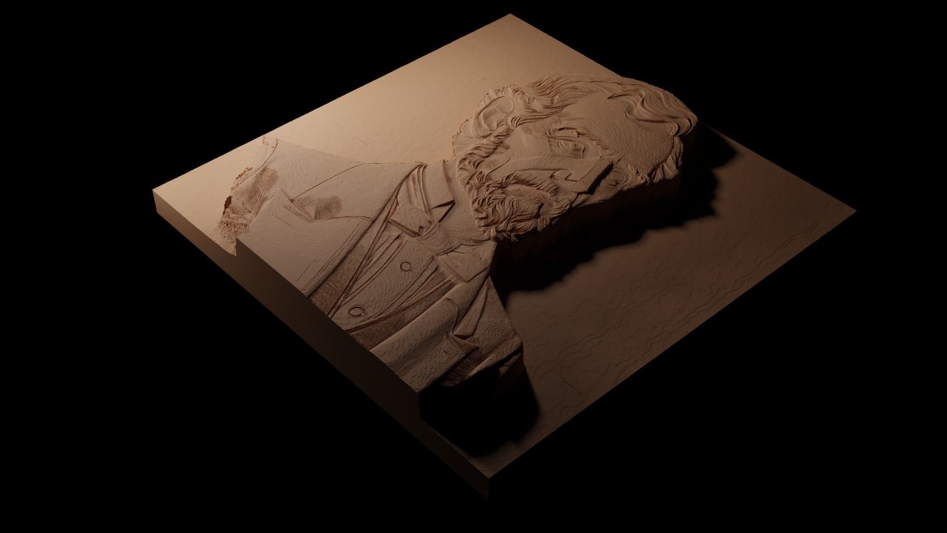 Abraham Lincoln CNC 3d Print High Relief Sand Casting 3D print model_1