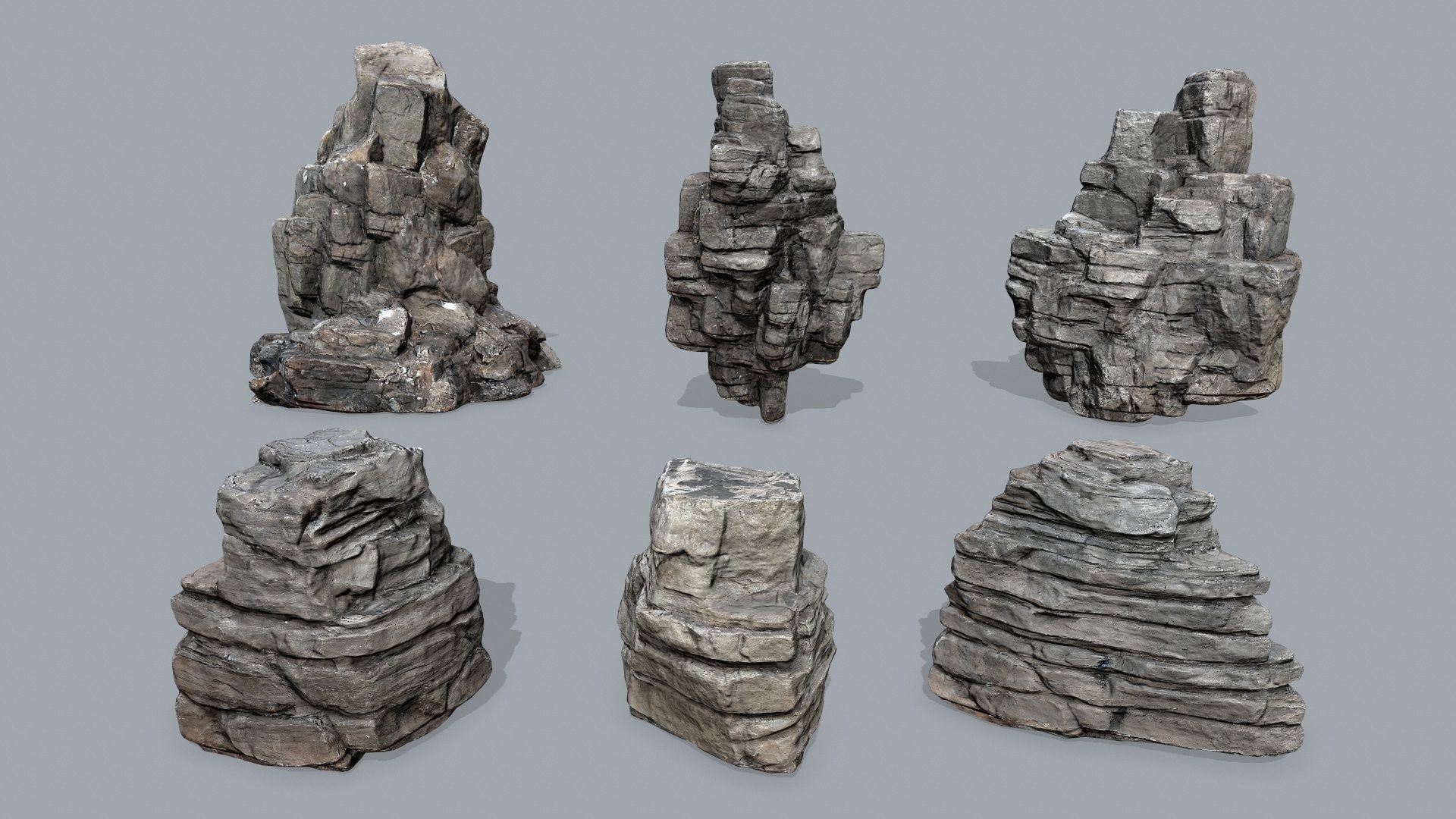 cliff rocks Low-poly 3D model_1