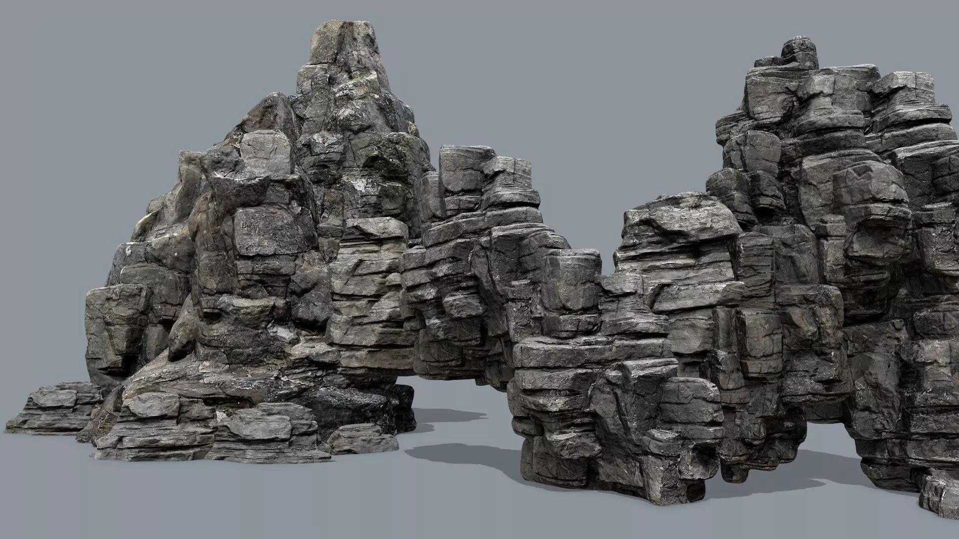 cliff rocks Low-poly 3D model_0