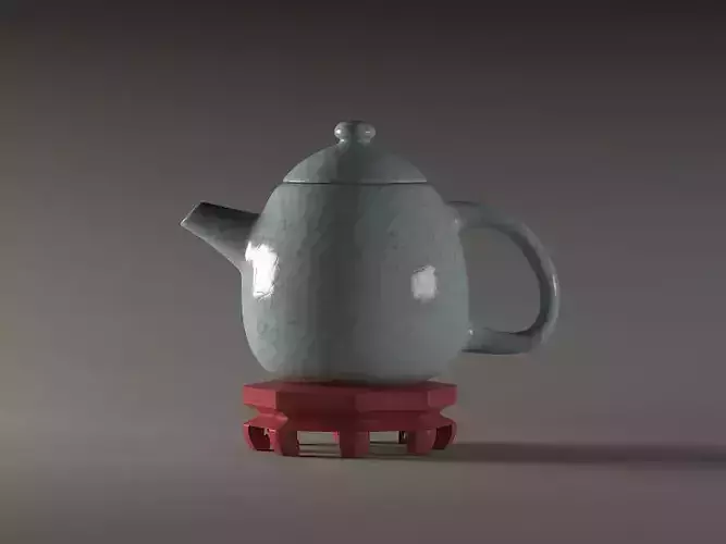 Green glaze opening teapot ancient cultural relics 