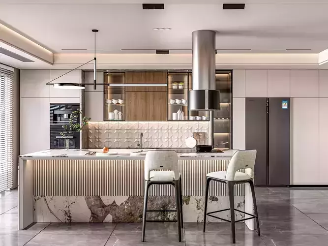 Kitchen fully parametric Resizable manufacturable 0061 3D model