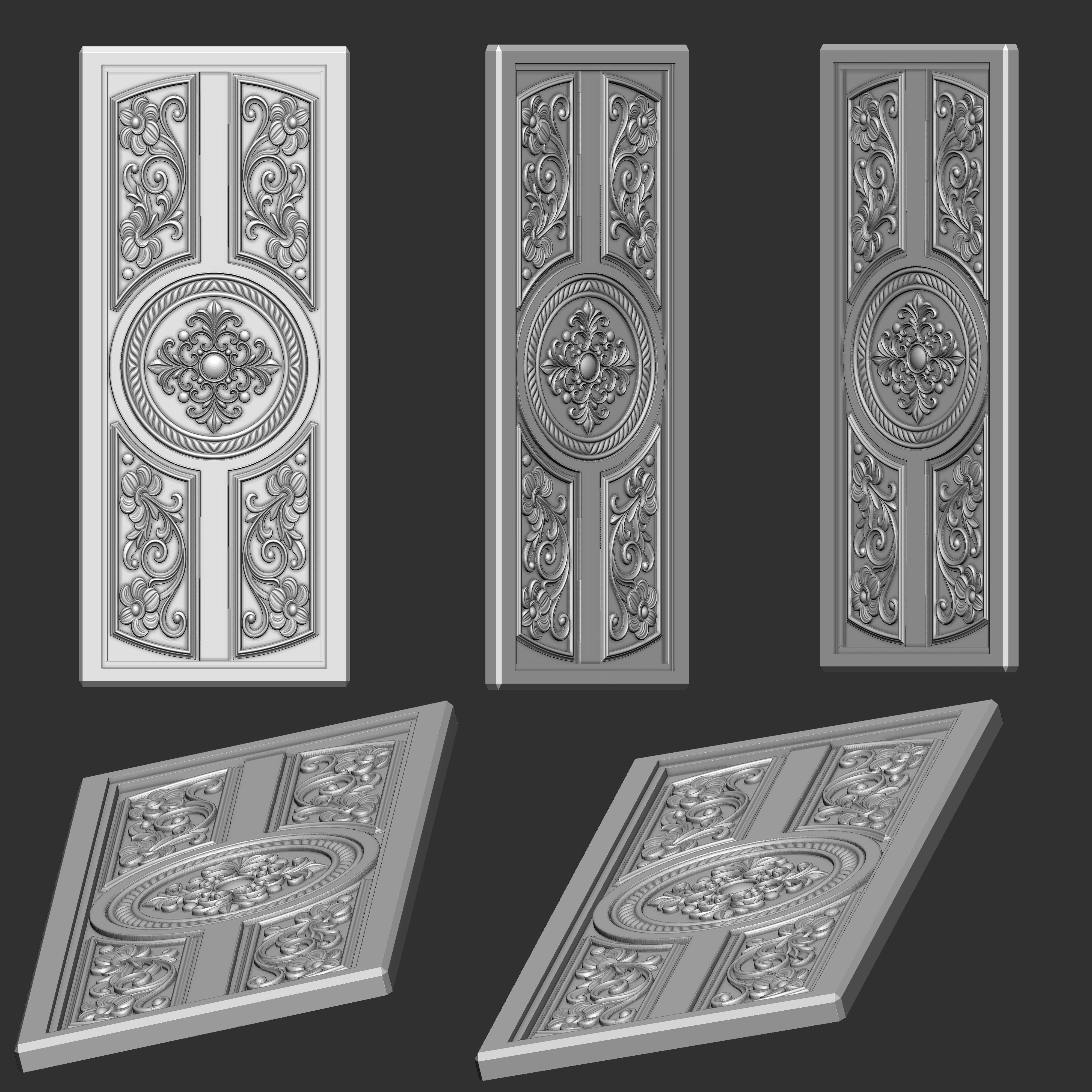 Wood cnc carving door design 3D print model_6