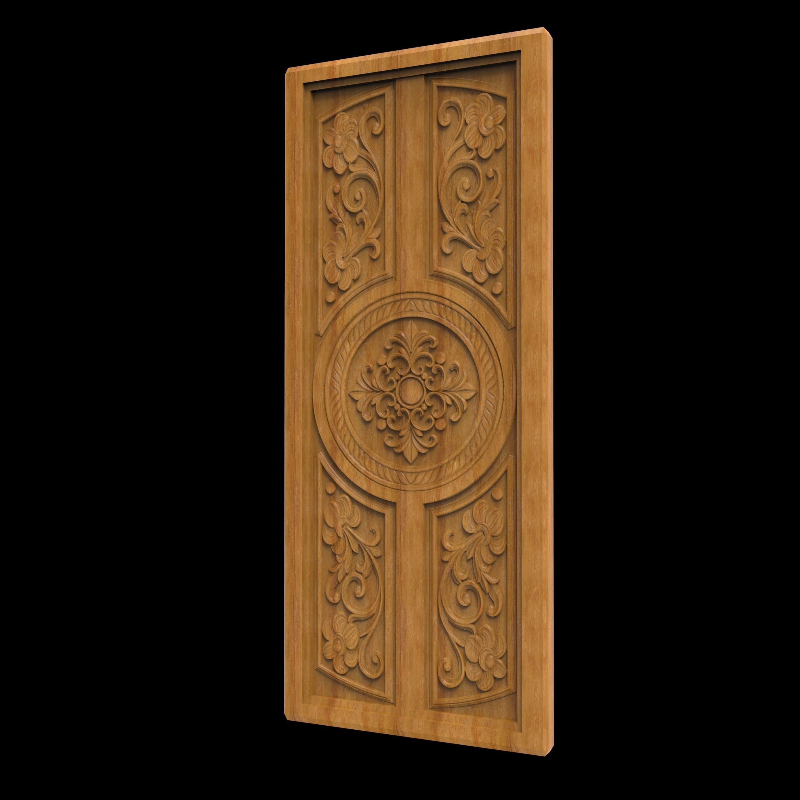 Wood cnc carving door design 3D print model_2