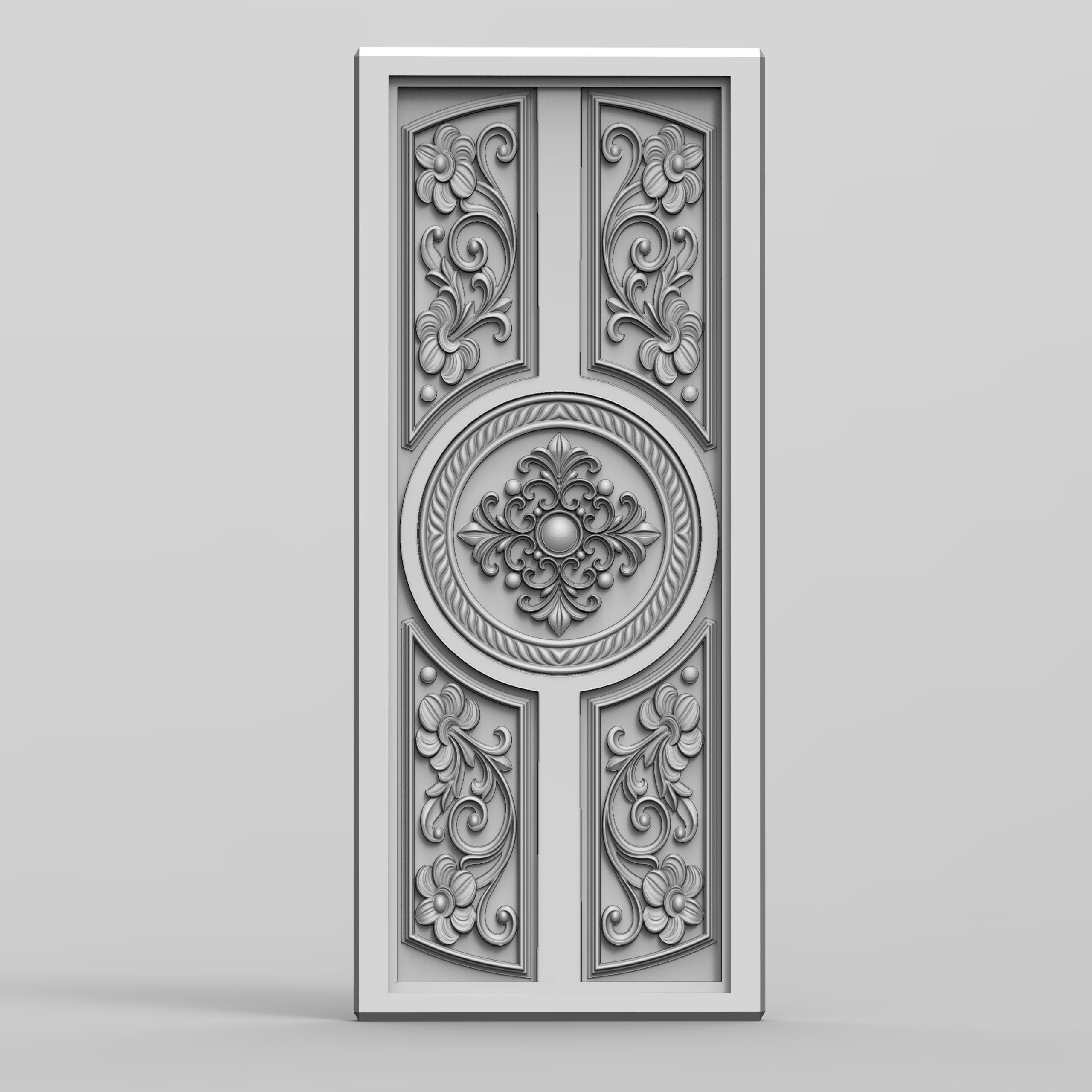 Wood cnc carving door design 3D print model_3