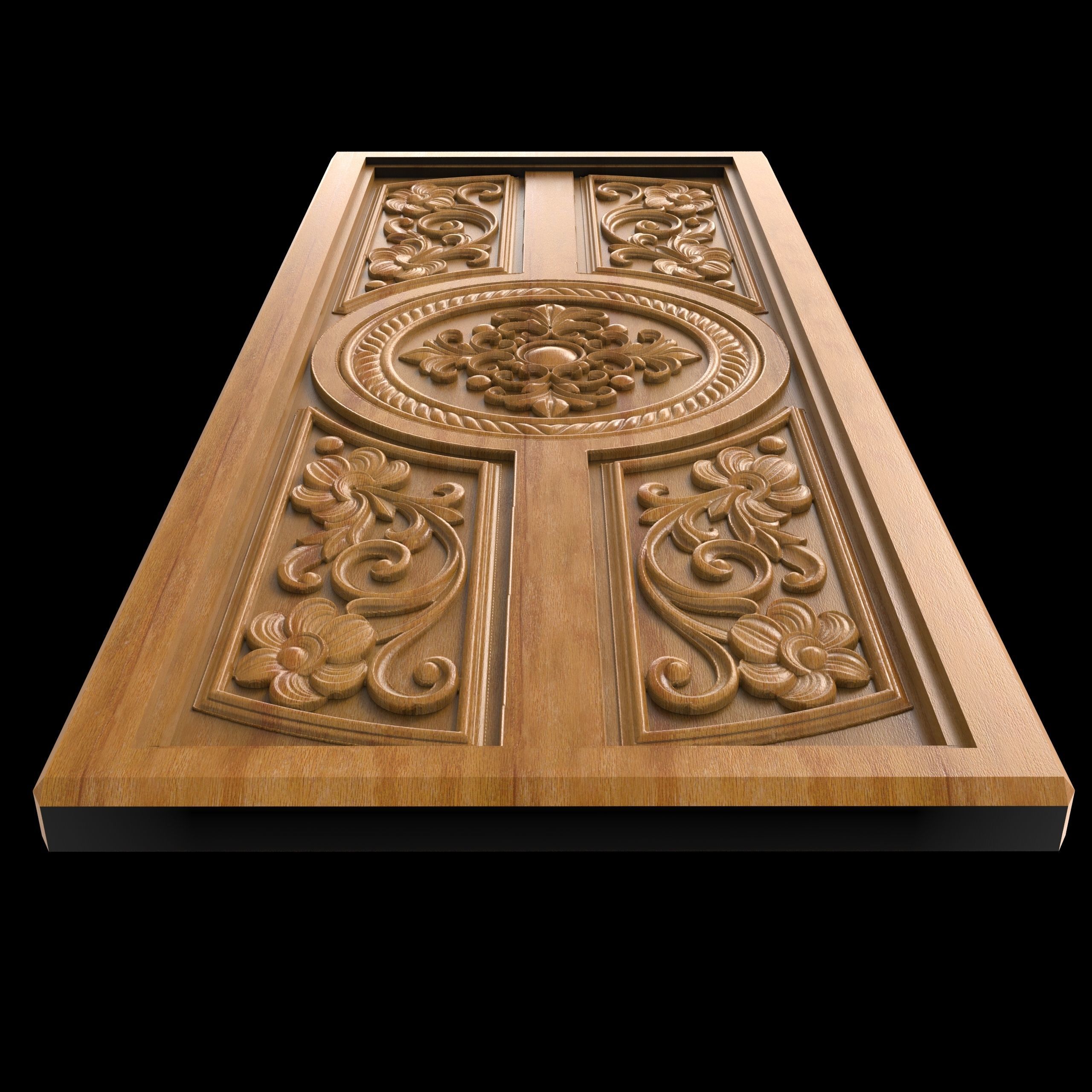 Wood cnc carving door design 3D print model_1