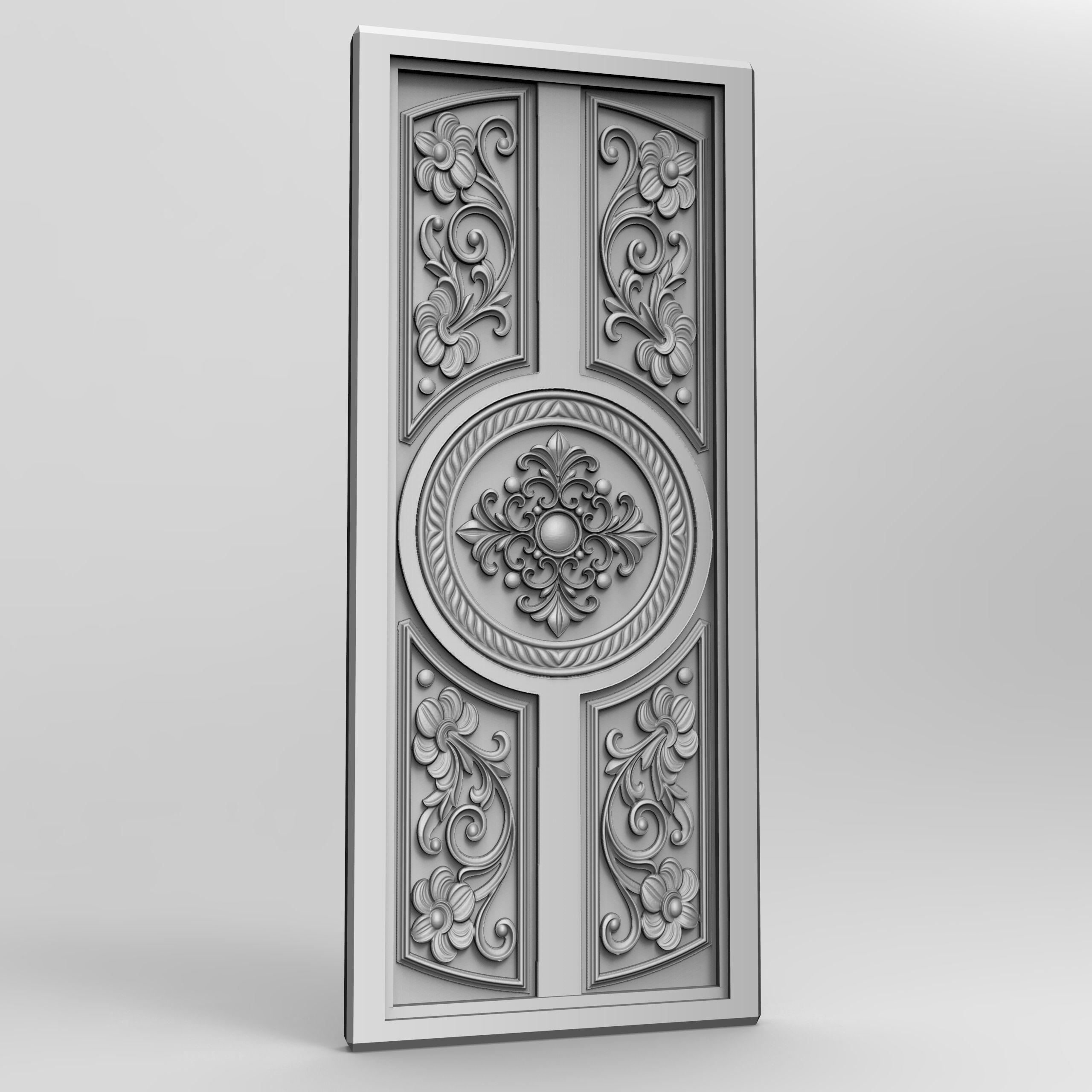 Wood cnc carving door design 3D print model_4