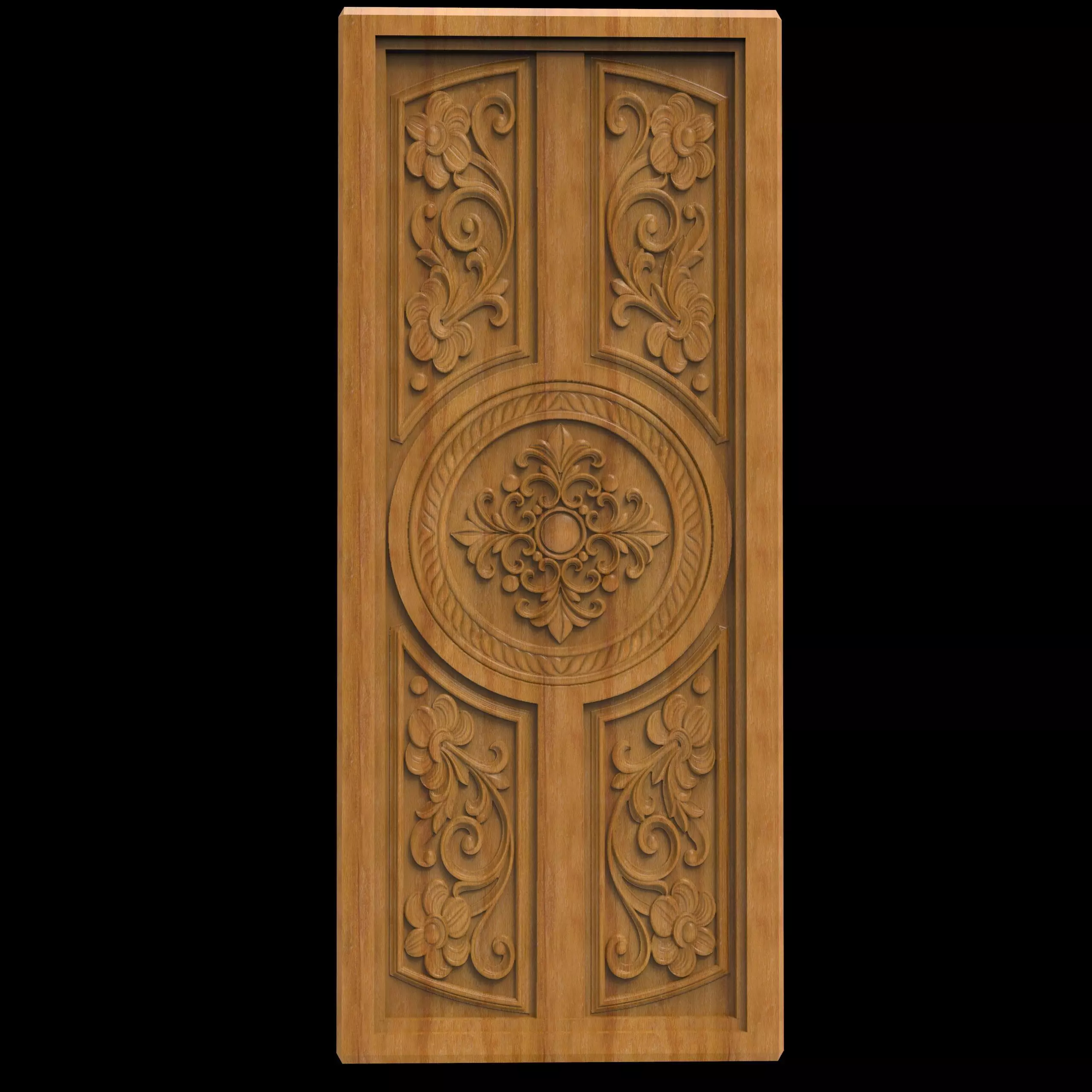 Wood cnc carving door design 3D print model_0