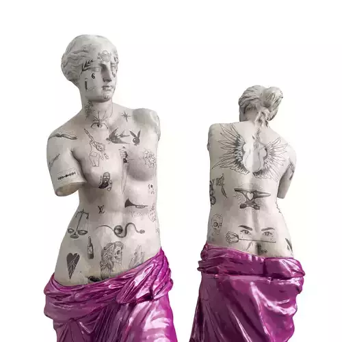Venus Modern sculpture with tattoo Low-poly 3D model