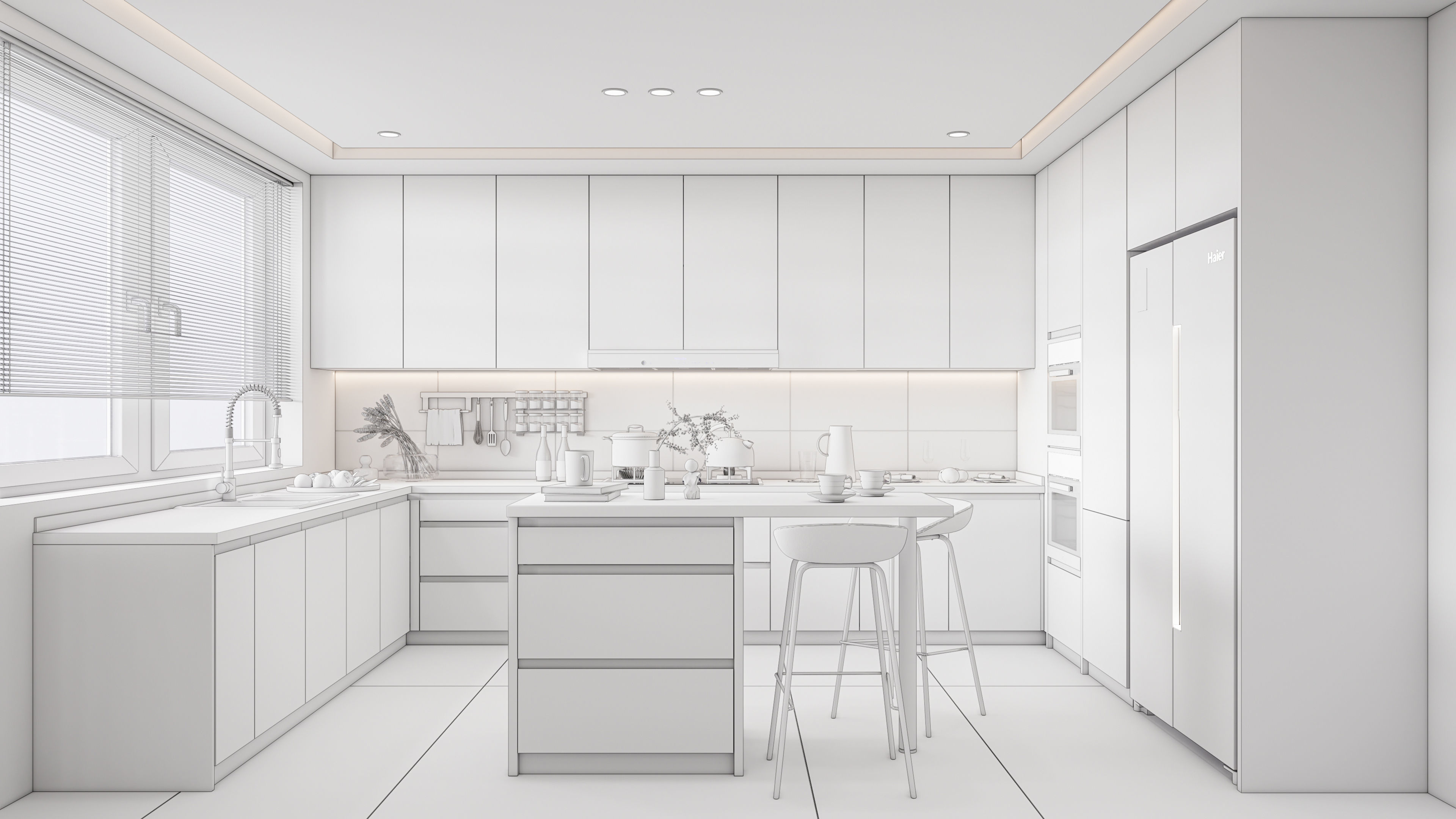 Kitchen fully parametric Resizable manufacturable 0064 3D model_20