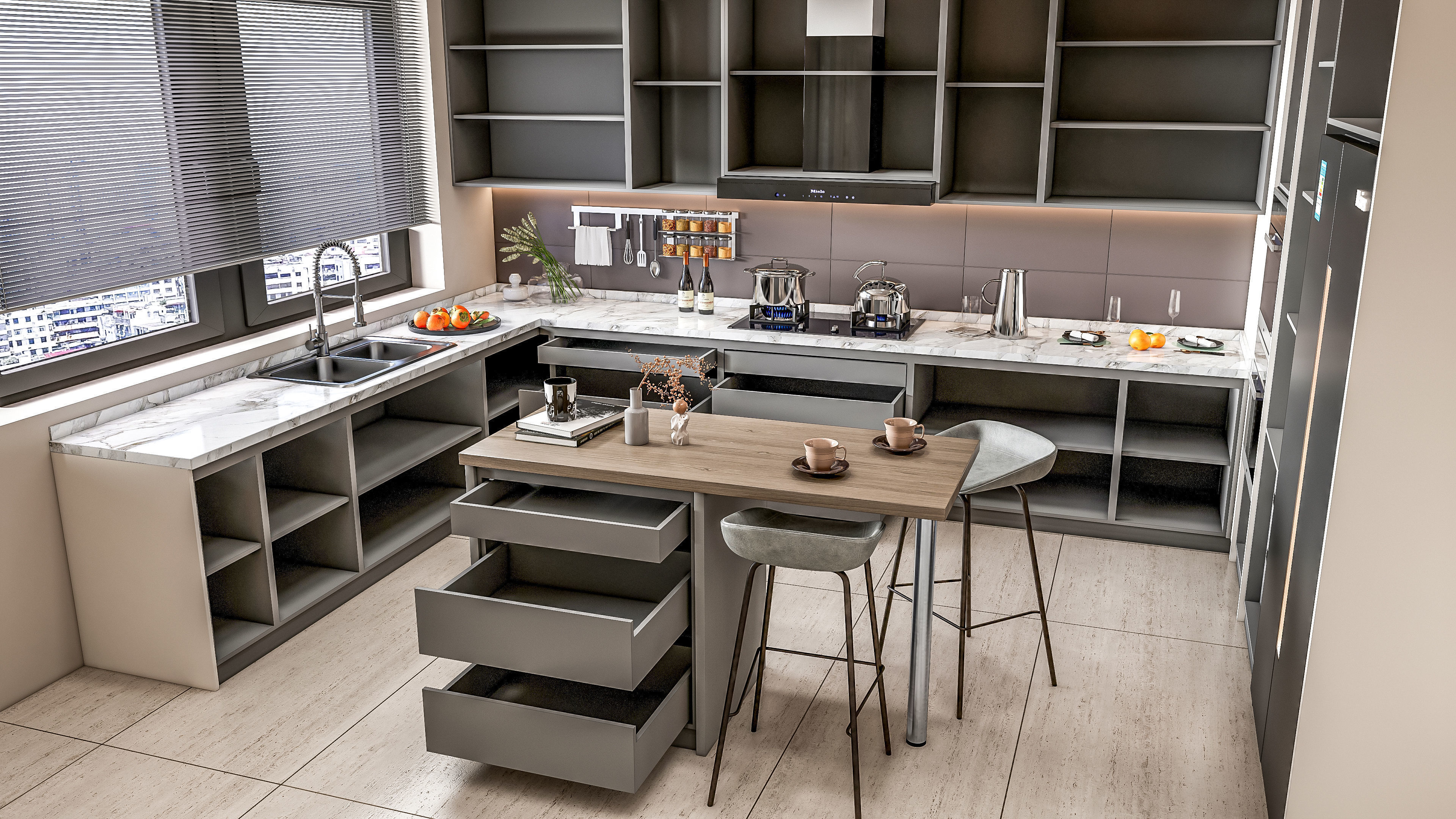 Kitchen fully parametric Resizable manufacturable 0064 3D model_11