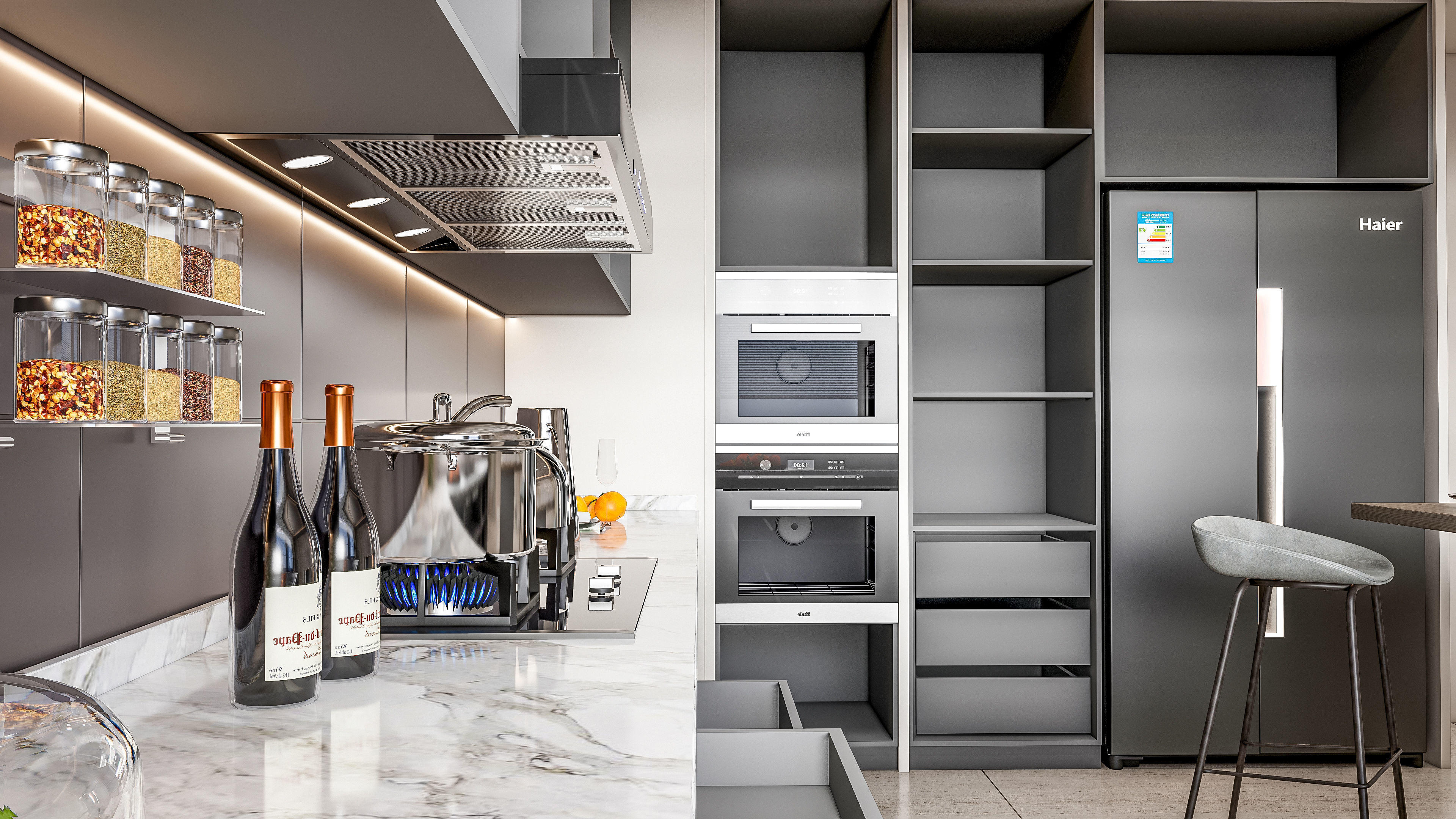 Kitchen fully parametric Resizable manufacturable 0064 3D model_13