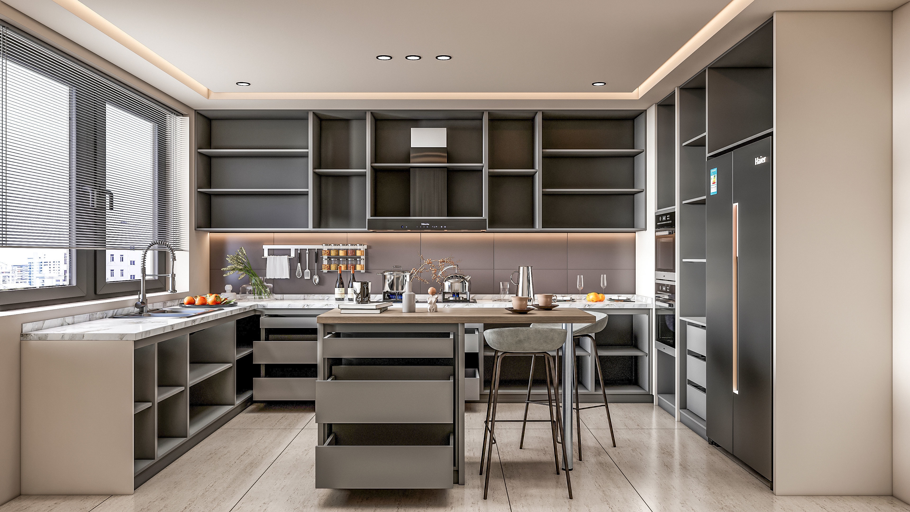 Kitchen fully parametric Resizable manufacturable 0064 3D model_10