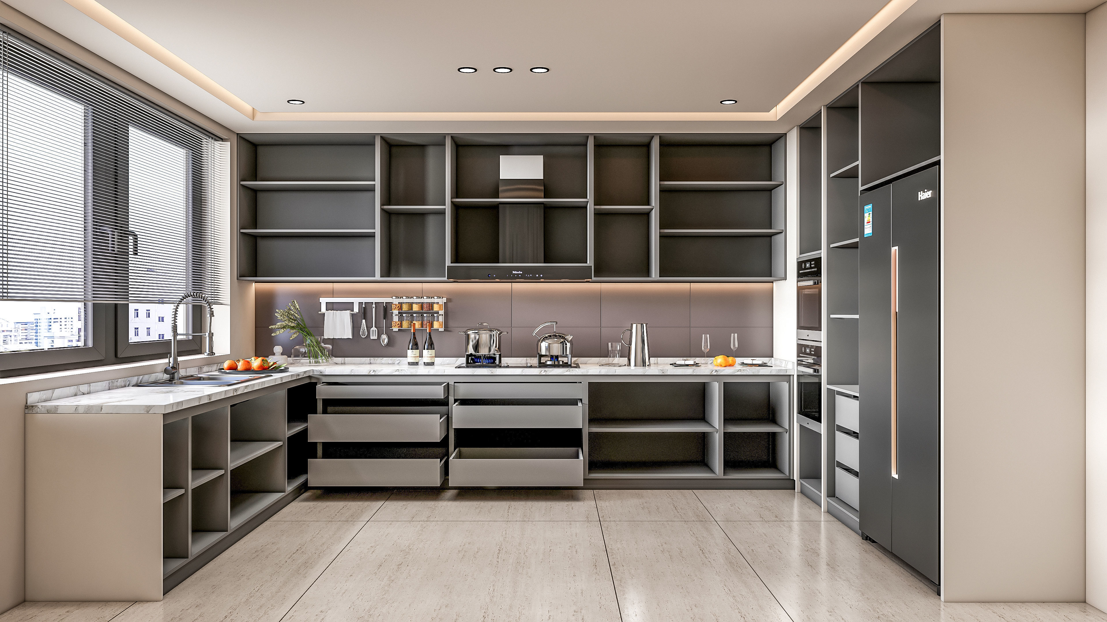 Kitchen fully parametric Resizable manufacturable 0064 3D model_9